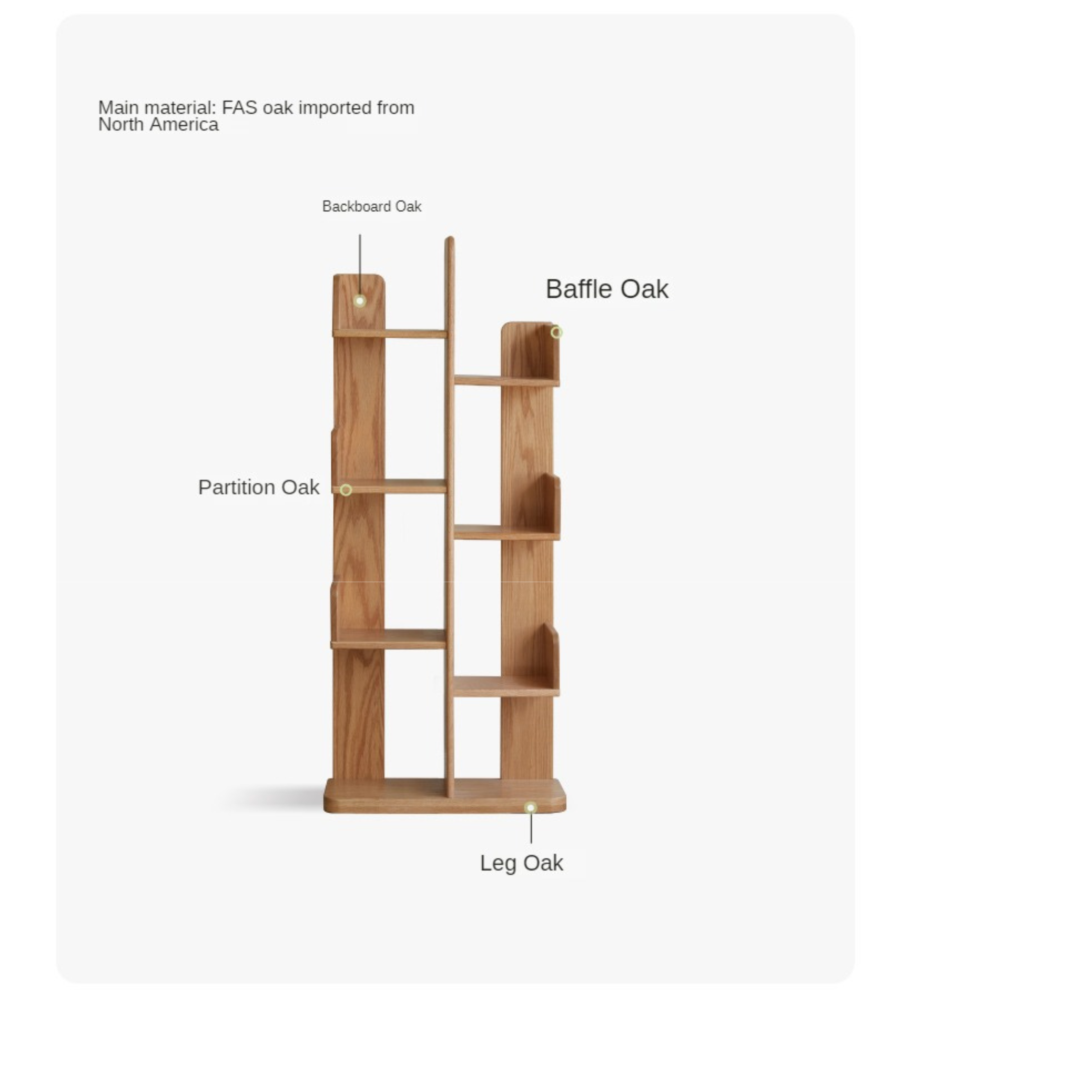 Oak Solid Wood Floor-Standing Bookshelf