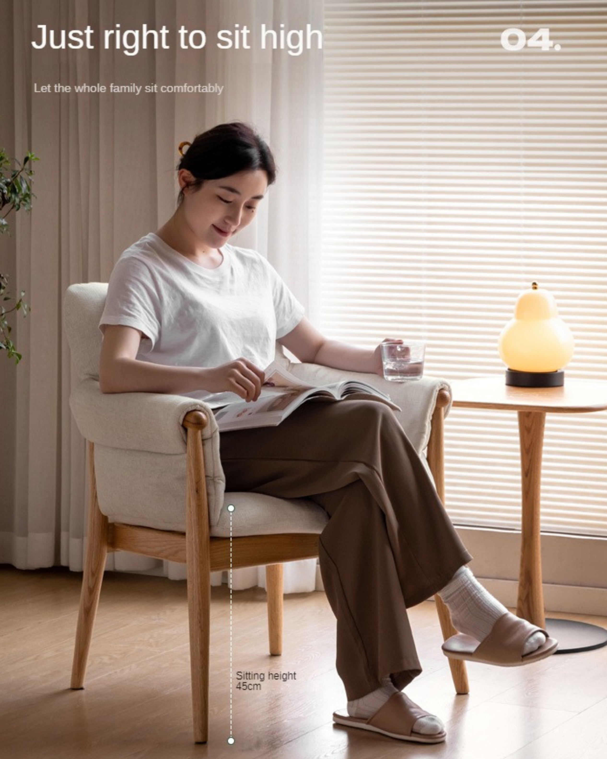 Oak Solid Wood Book Chair Simple Study Soft Back