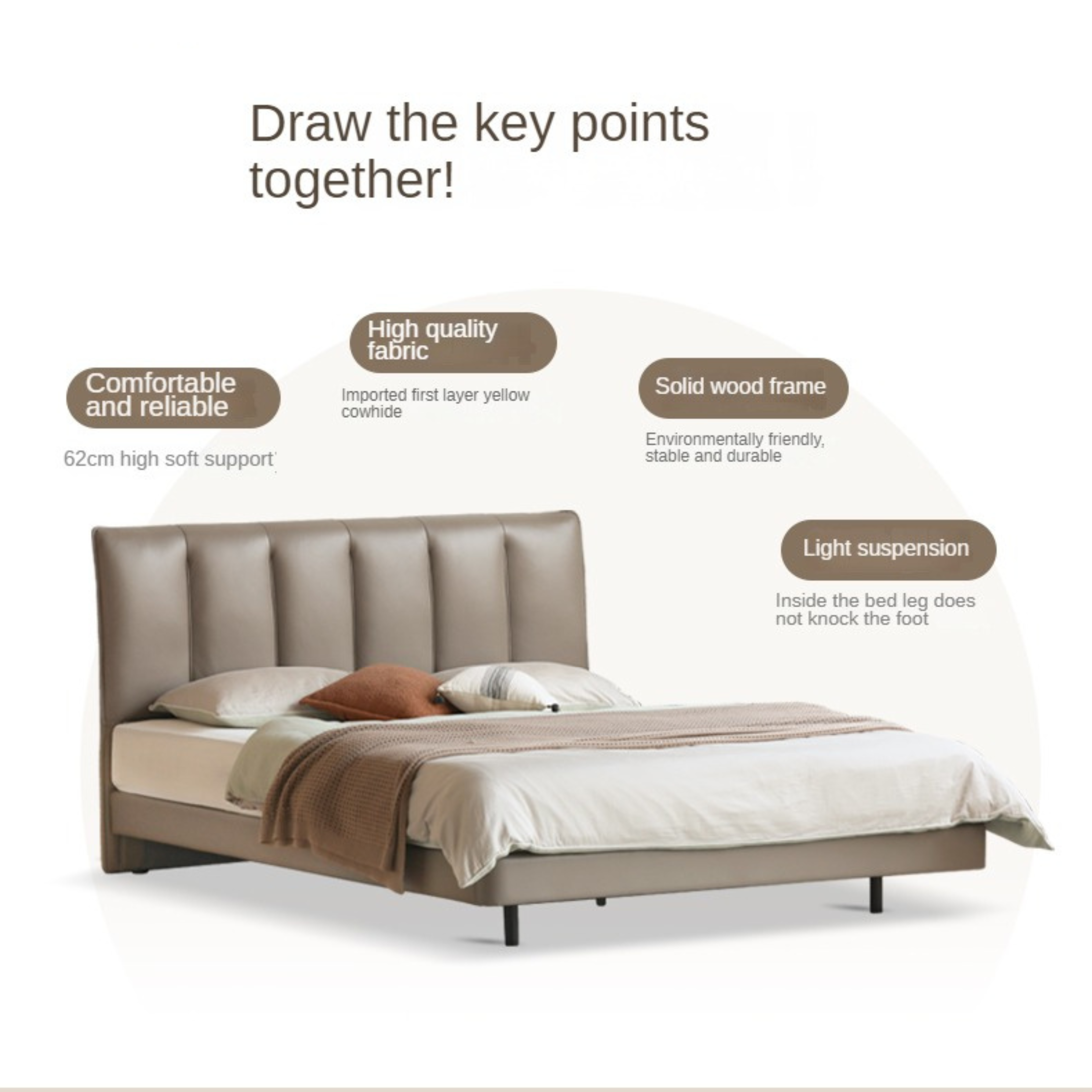 Cowhide Luxury Suspension Light  Bed