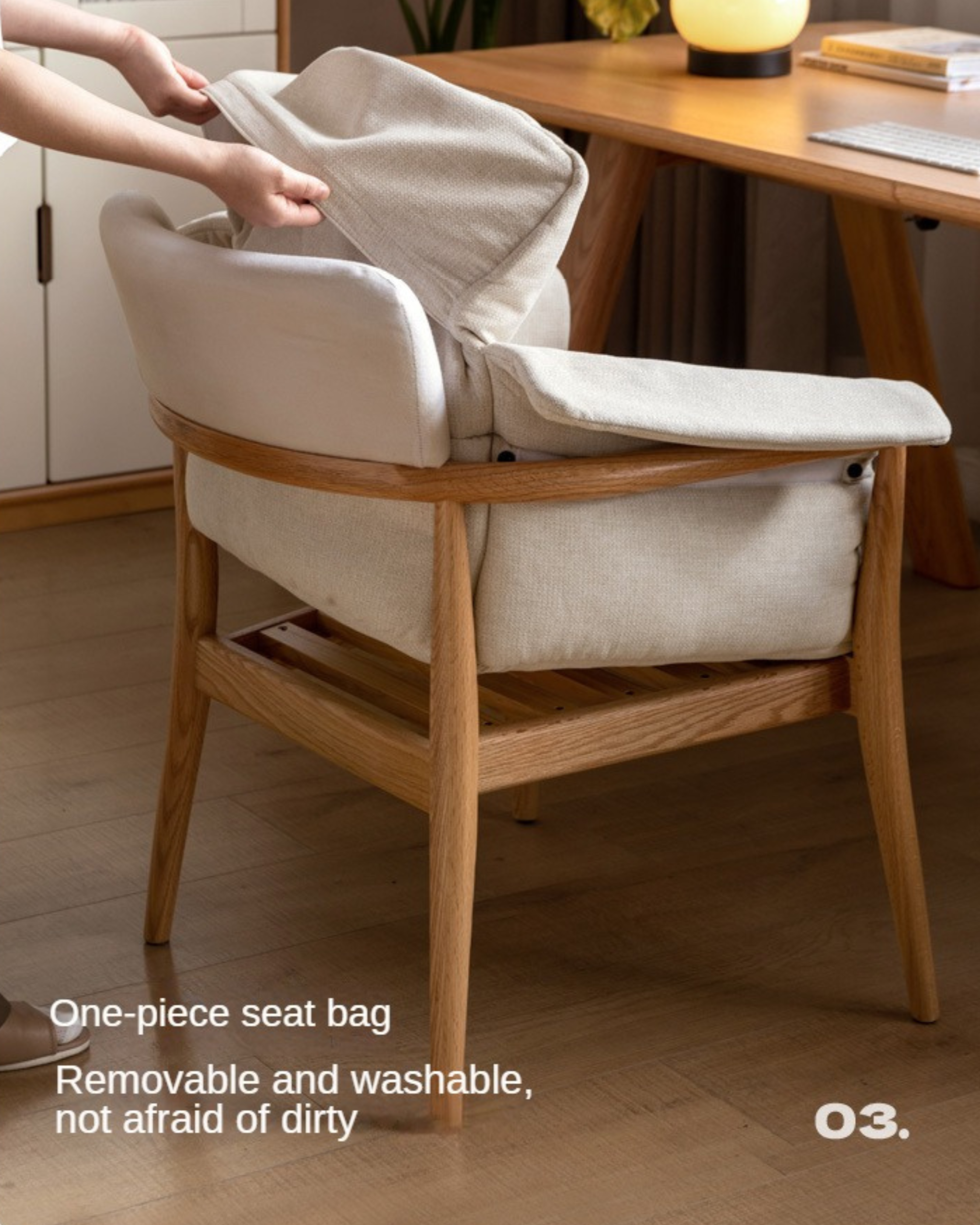 Oak Solid Wood Book Chair Simple Study Soft Back