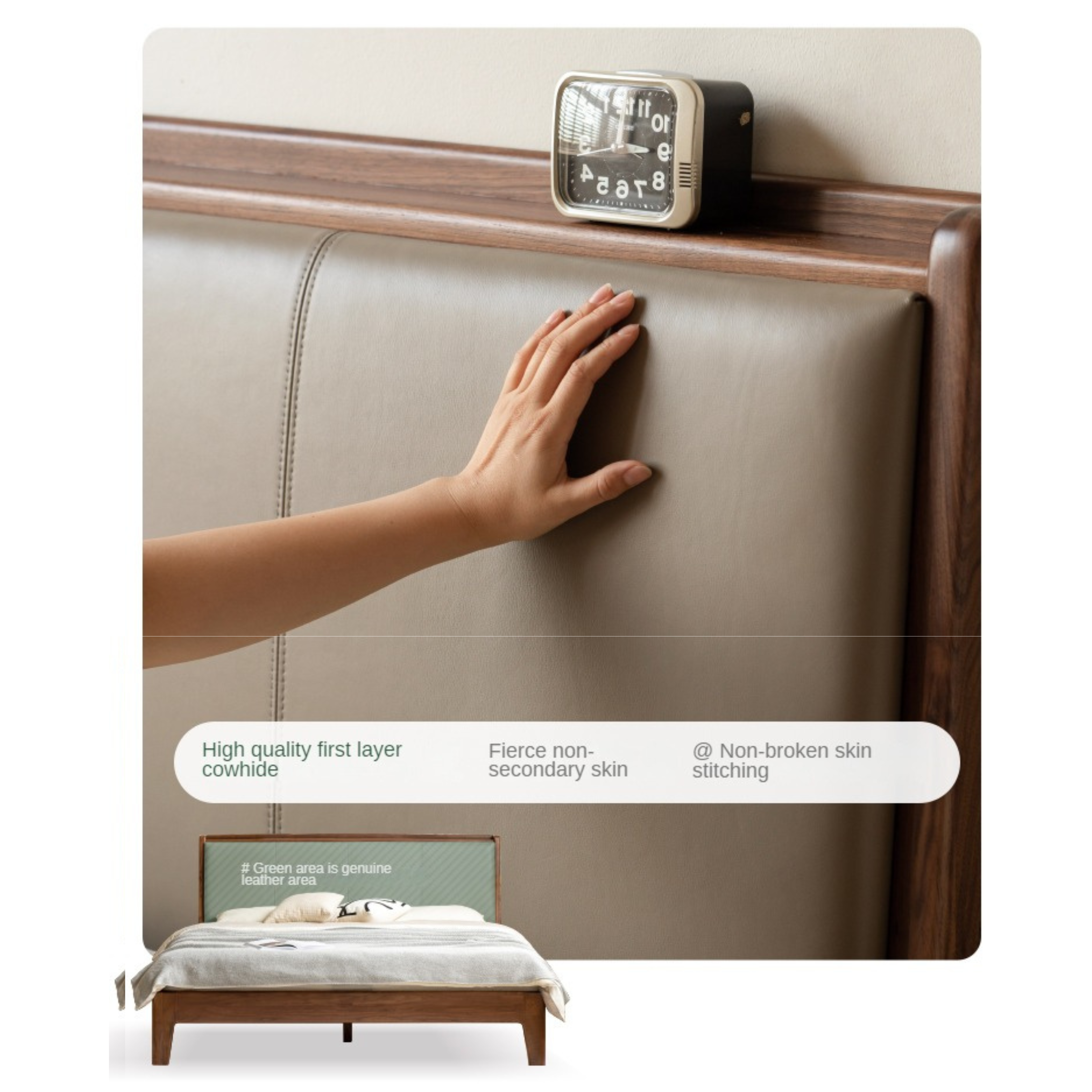 Black Walnut Solid Wood Top Layer Cowhide