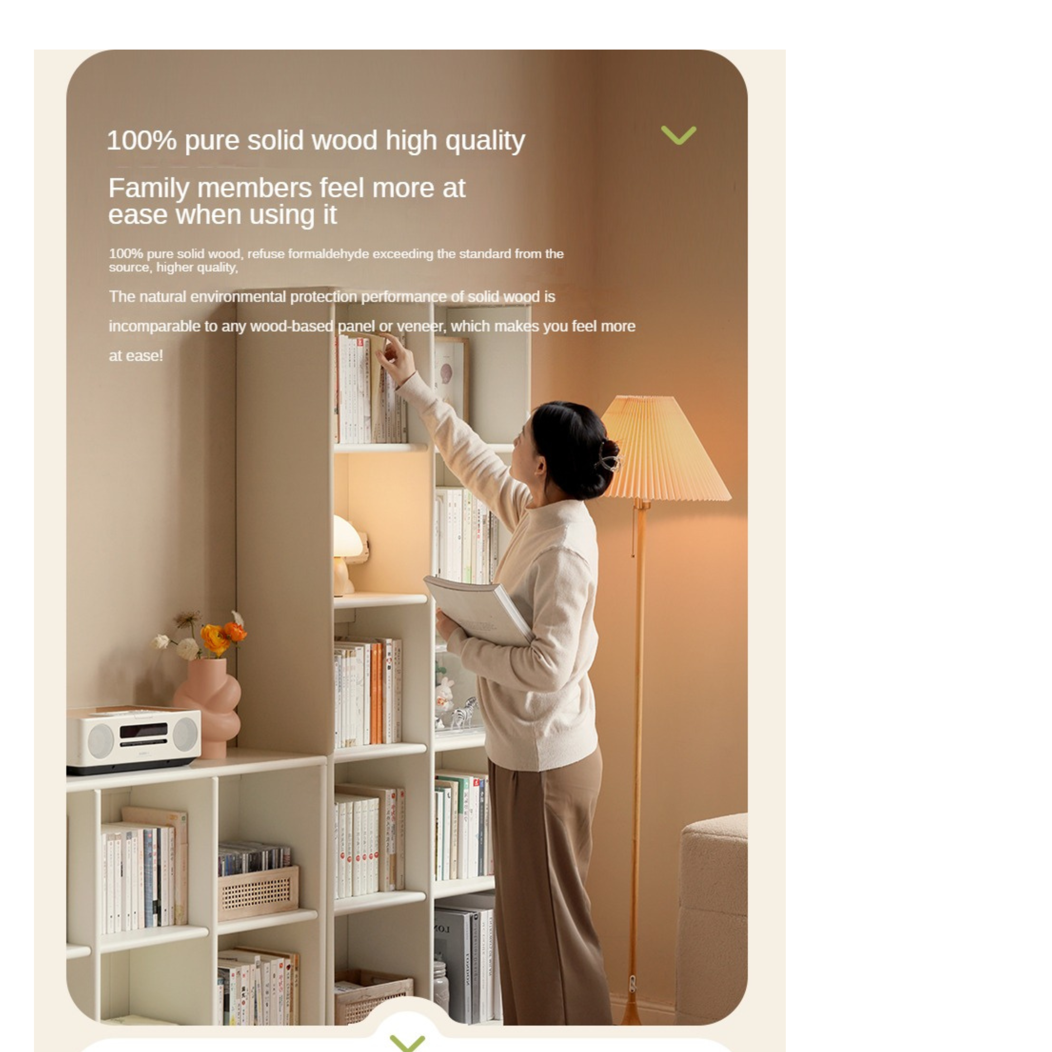 Tulipwood , Solid RubberWood Bookcase Free Combination Cream Style