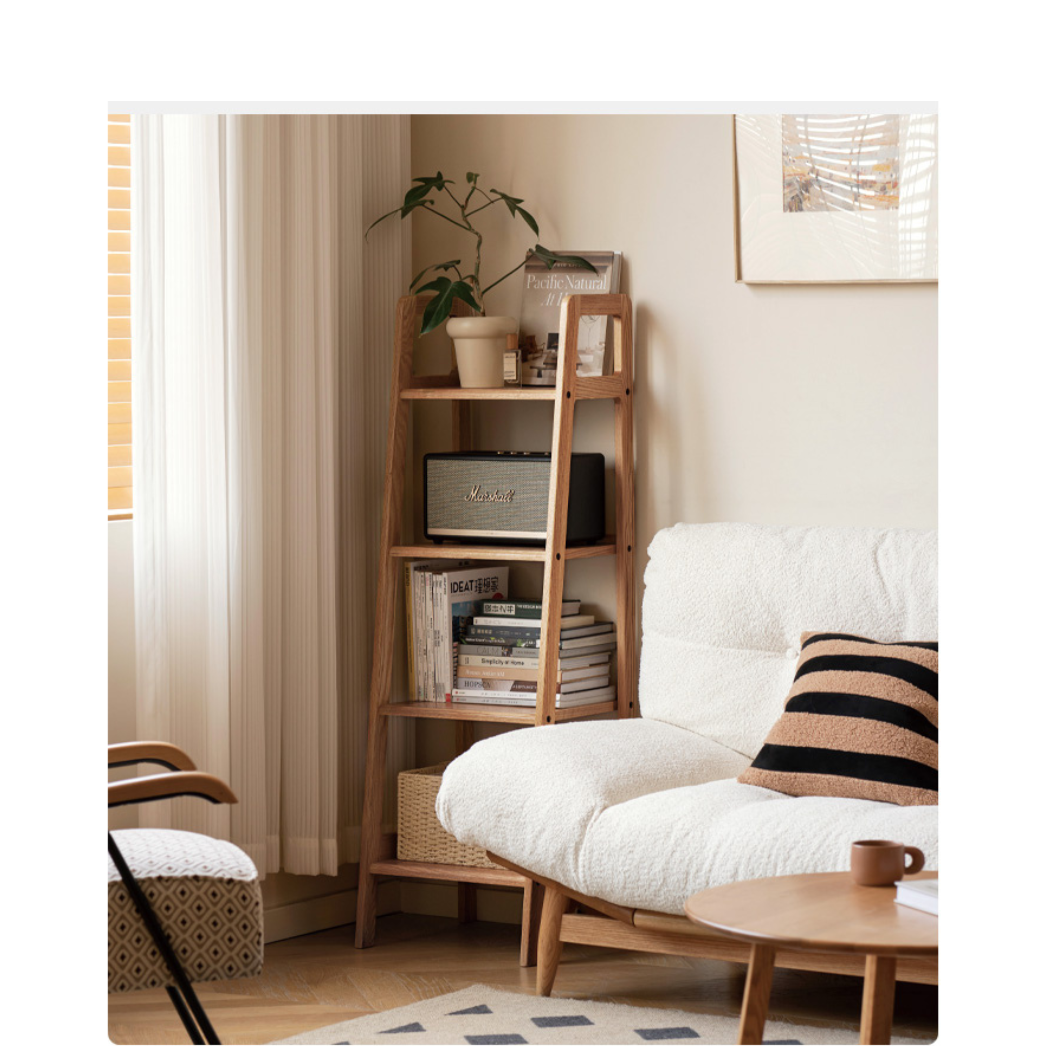 Oak Solid Wood Multi Layer Shelf, Bookshelves, Flower Racks