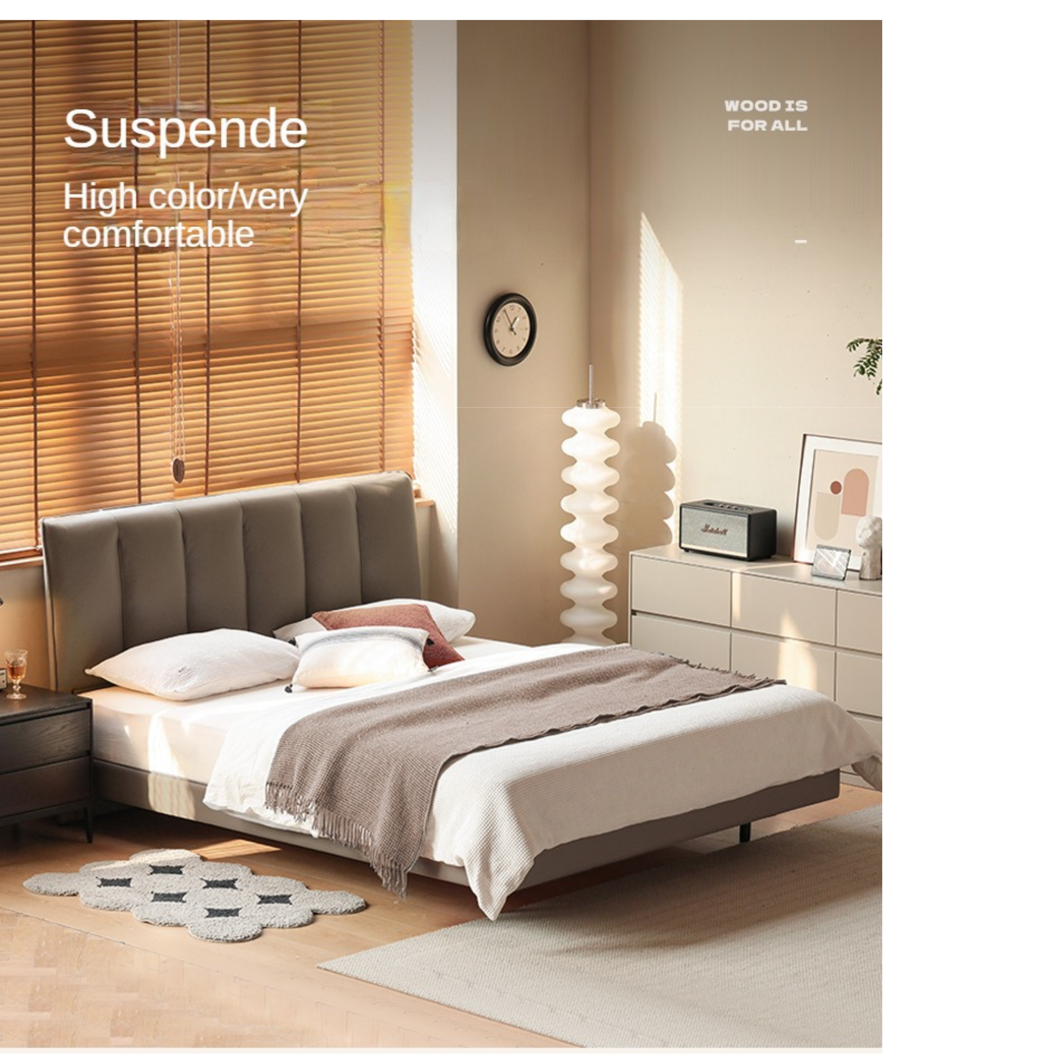 Cowhide Luxury Suspension Light  Bed