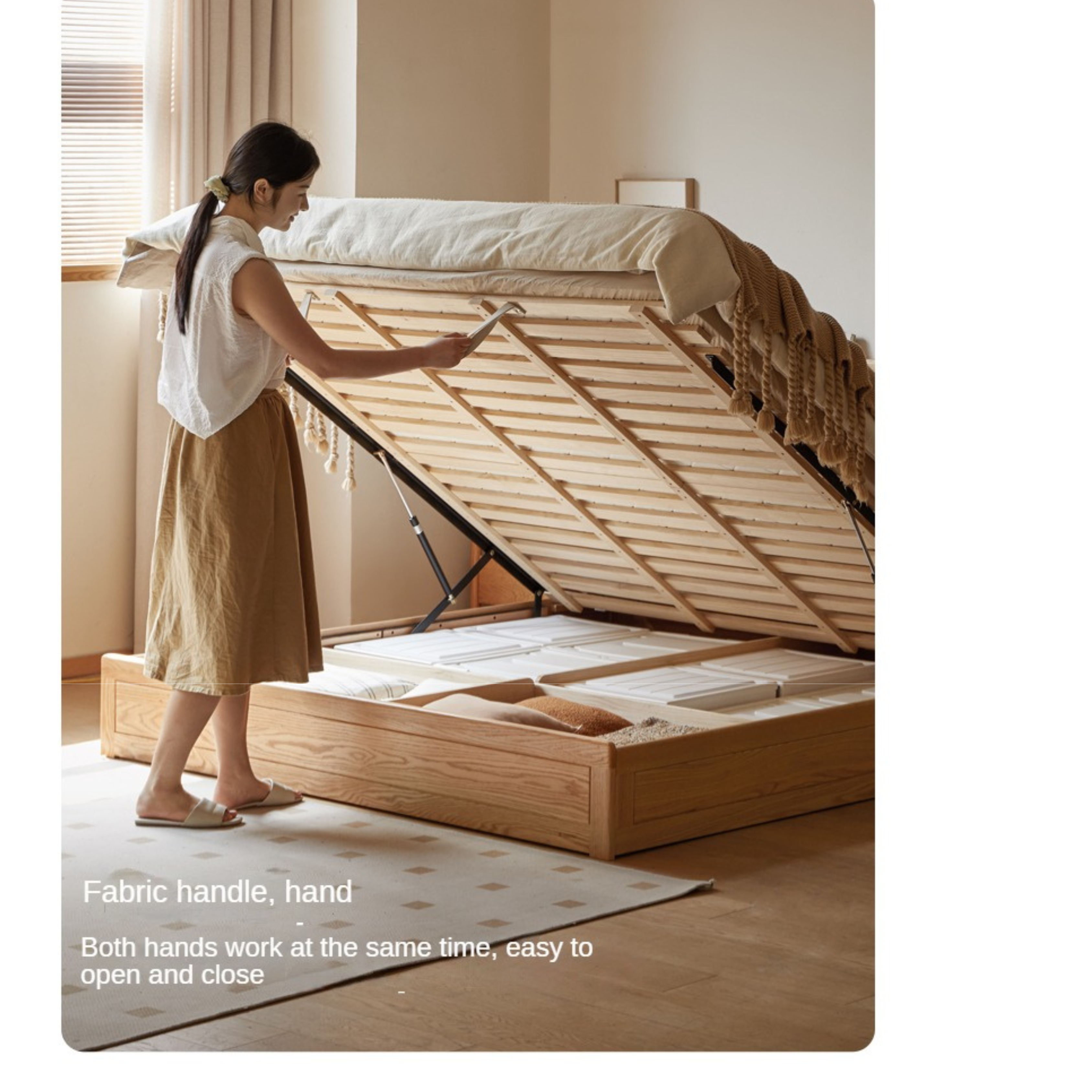 Oak Solid Wood Box Bed Storage Technology Cloth