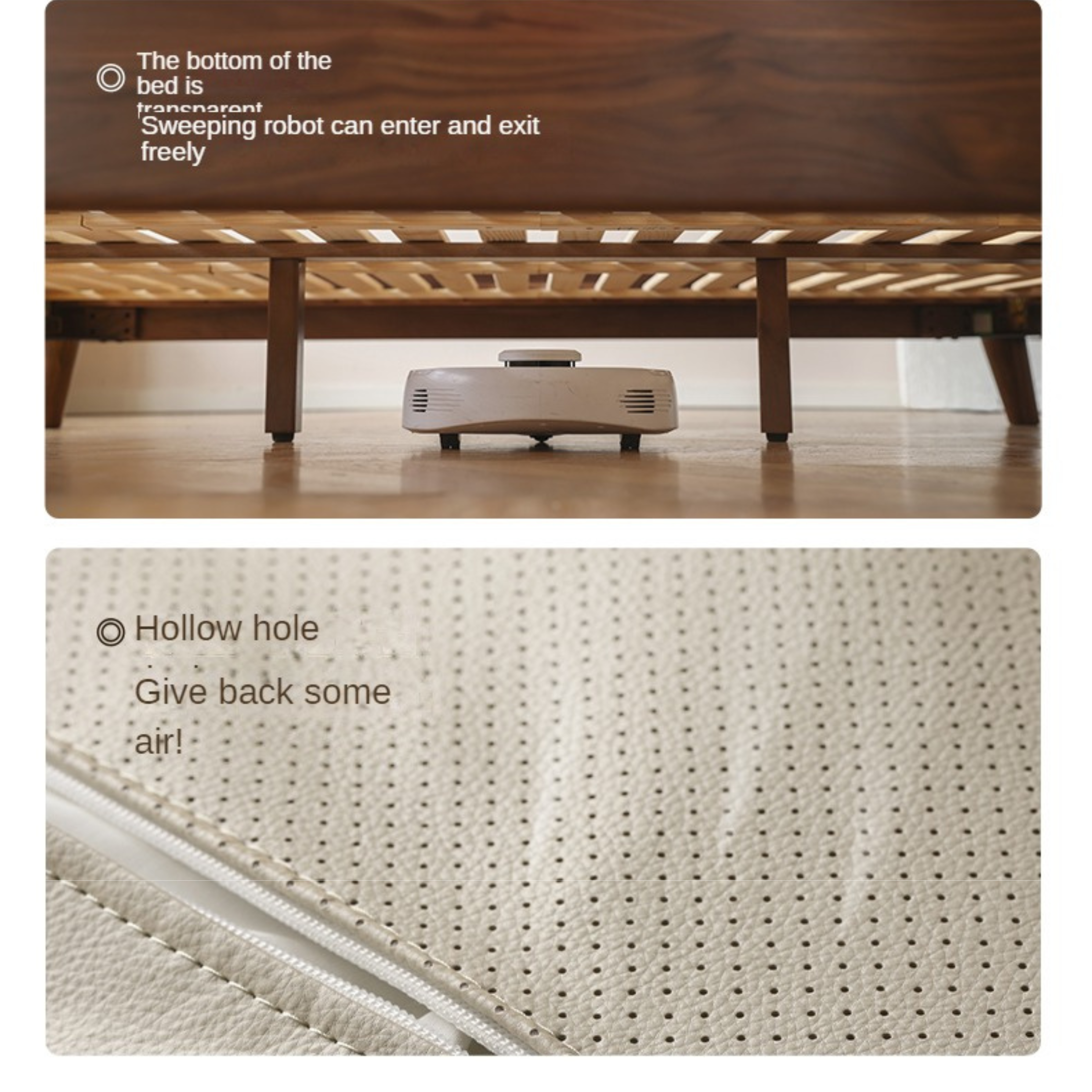 Black Walnut, Sandalwood Solid Wood Leather,Technology Cloth Bed