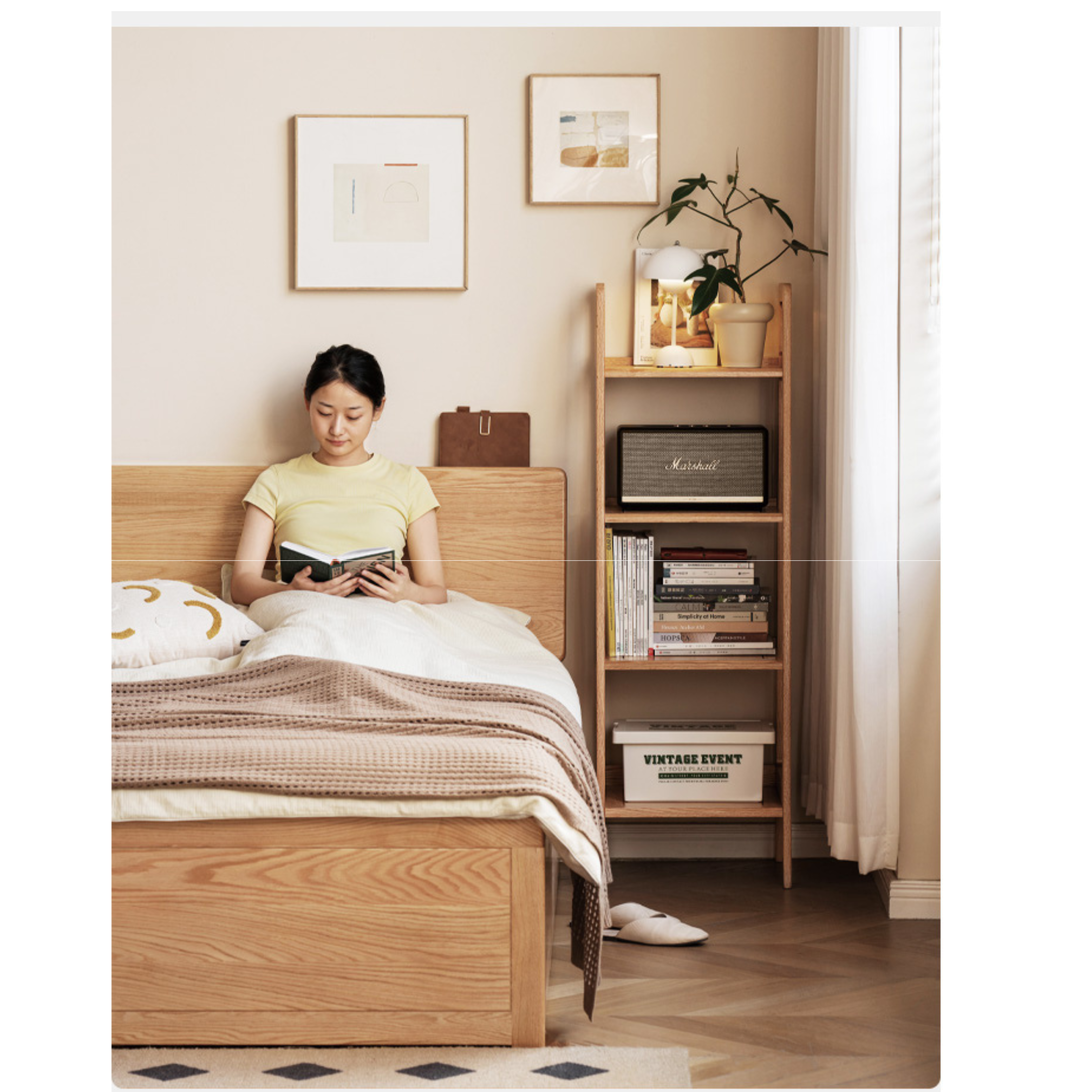 Oak Solid Wood Multi Layer Shelf, Bookshelves, Flower Racks