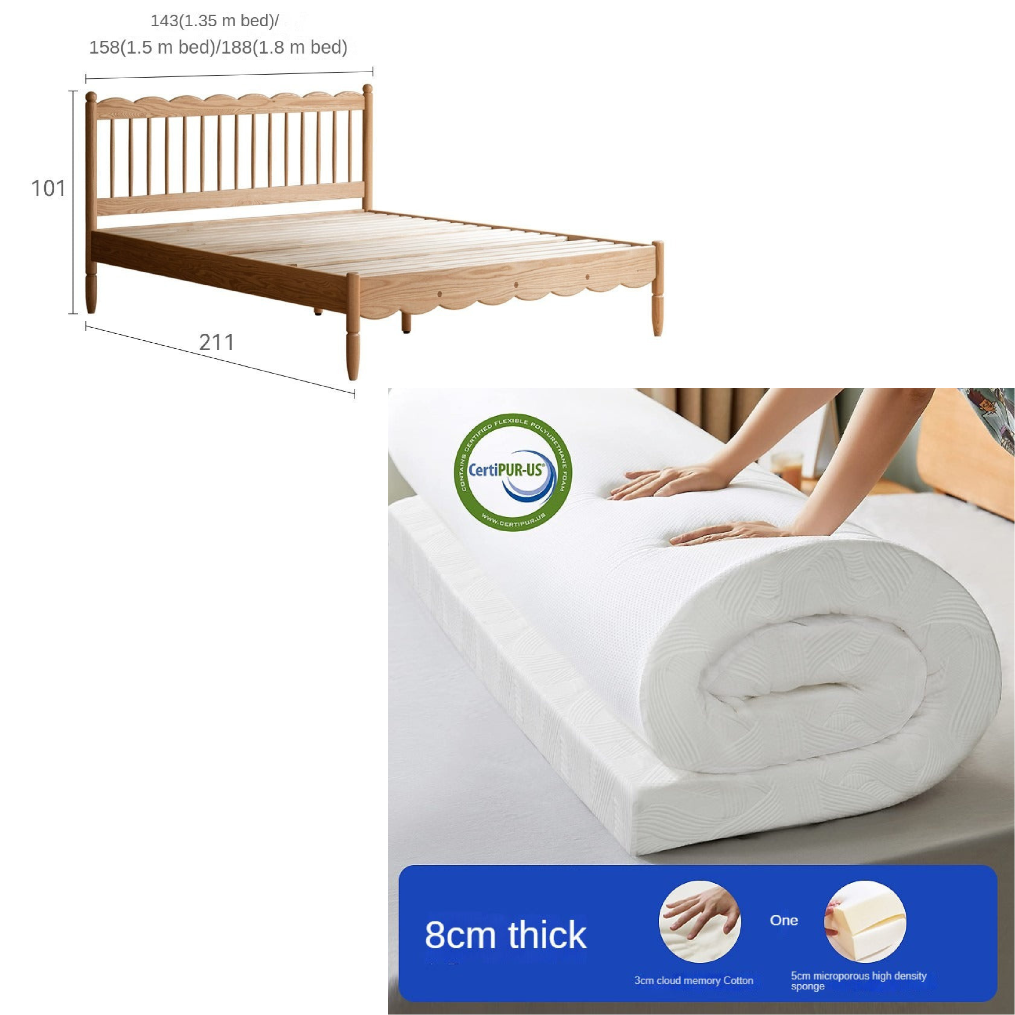 Oak solid wood children's bed<