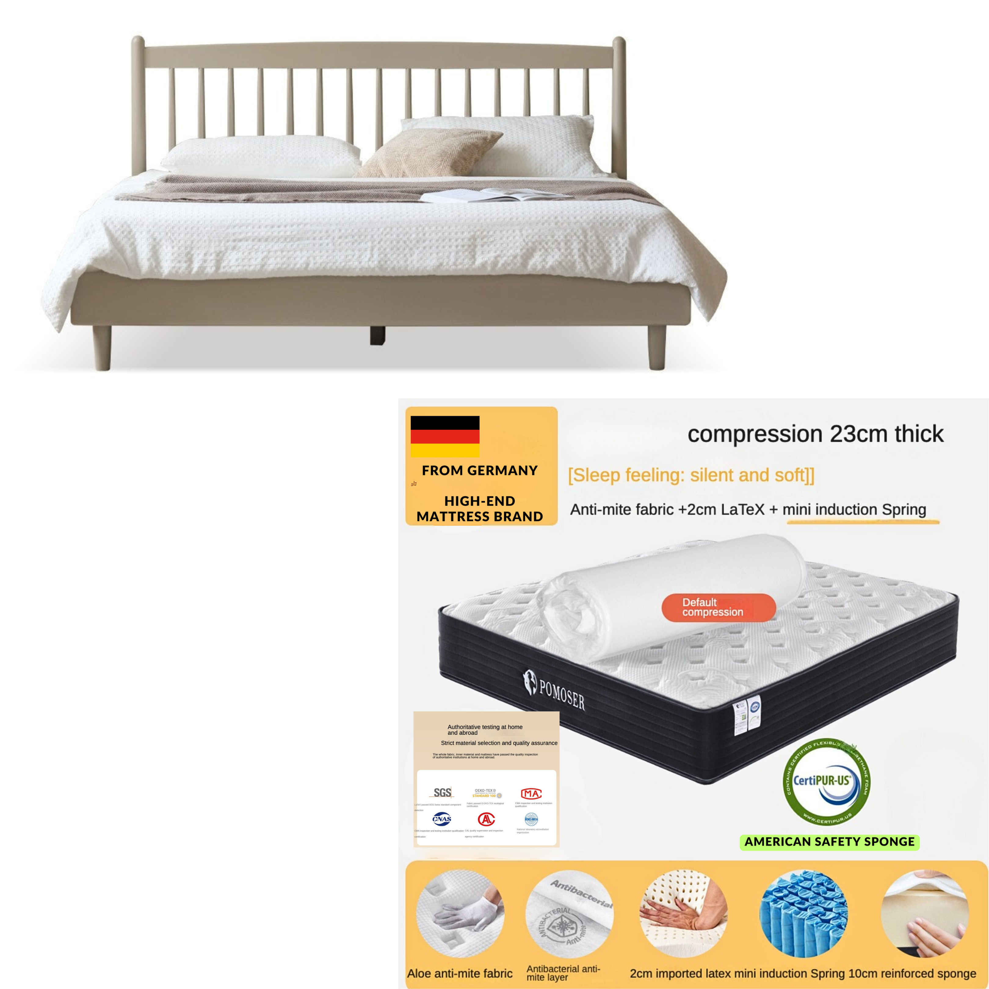Ash Solid Wood Light Luxury Bed