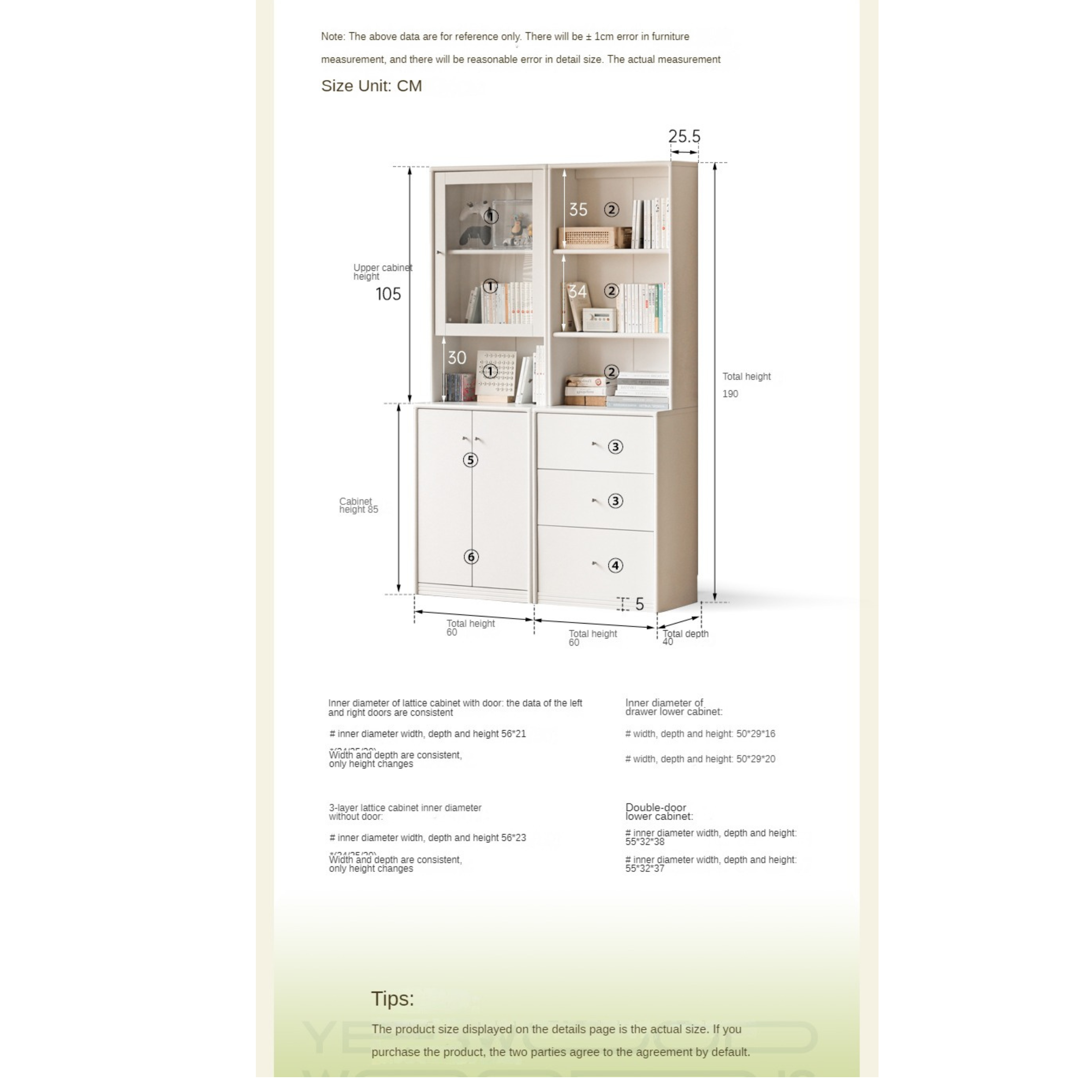 Poplar Solid Wooden Bookcase Cream White Free Combination Glass Door Display Cabinet