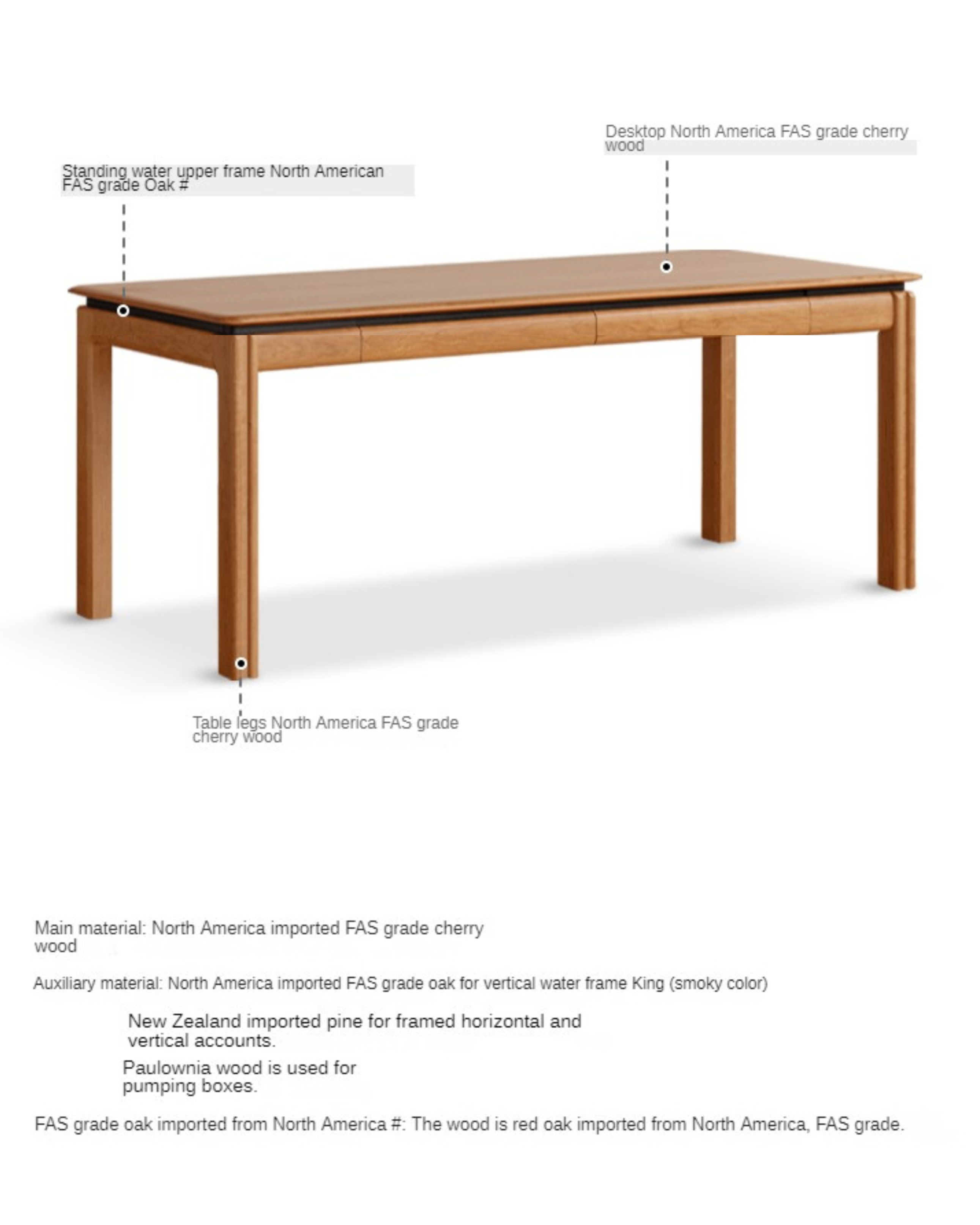 Cherry Solid Wood Color Large Office Desk