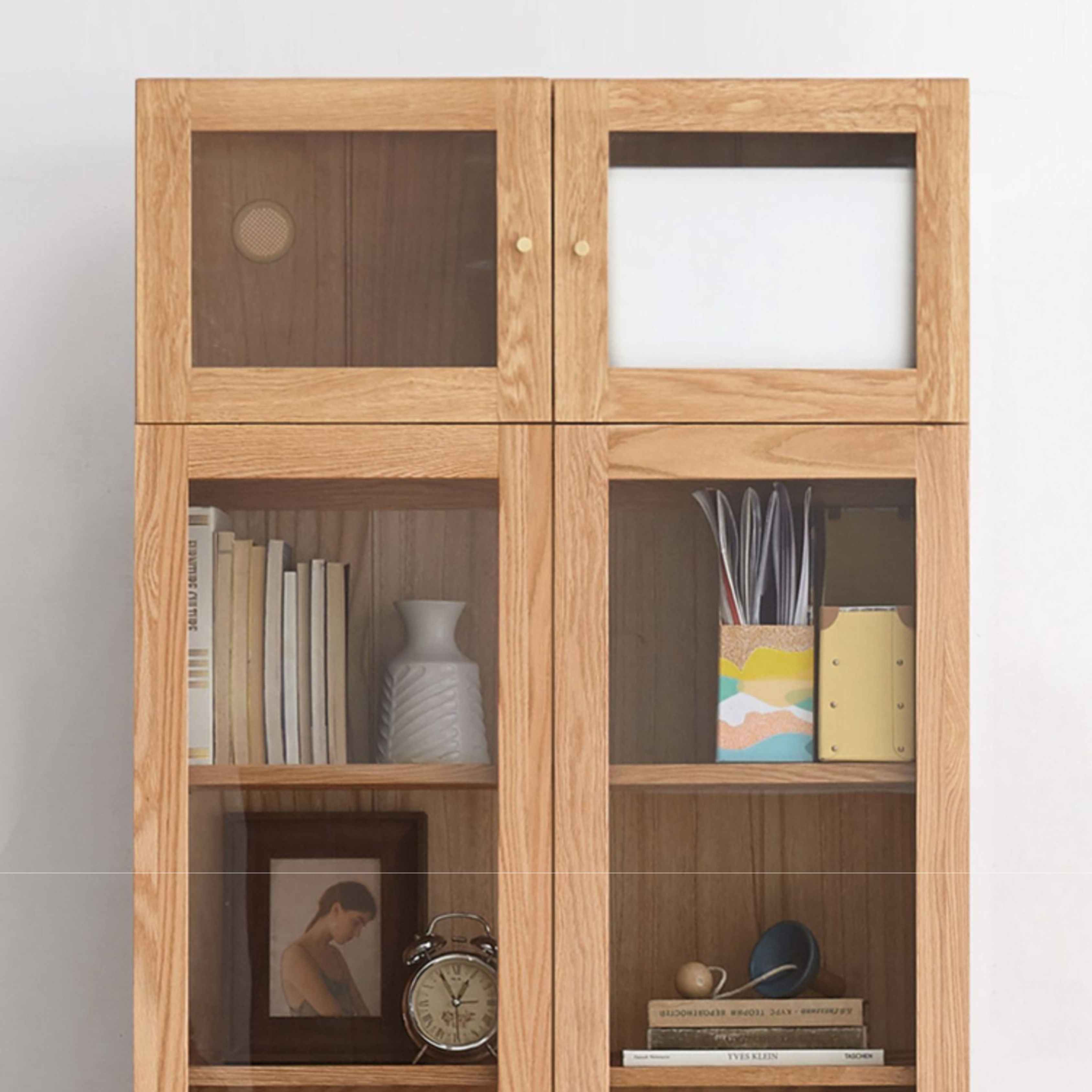 Oak, Cherry, Black Walnut Solid Wood Top Cabinet Combination Bookcase