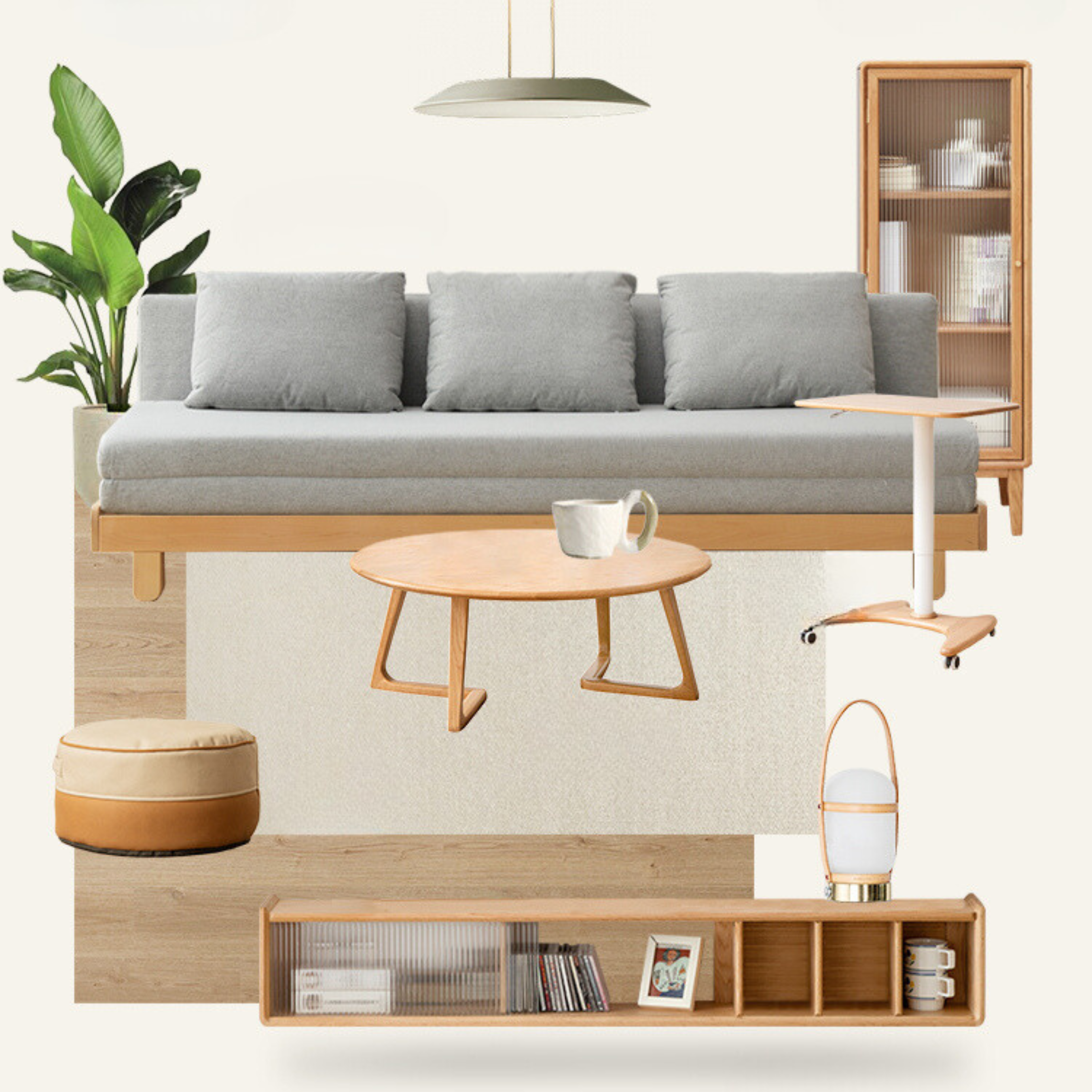 Oak, Ash Solid Wood Standing Desk Lifting Movable Side Table