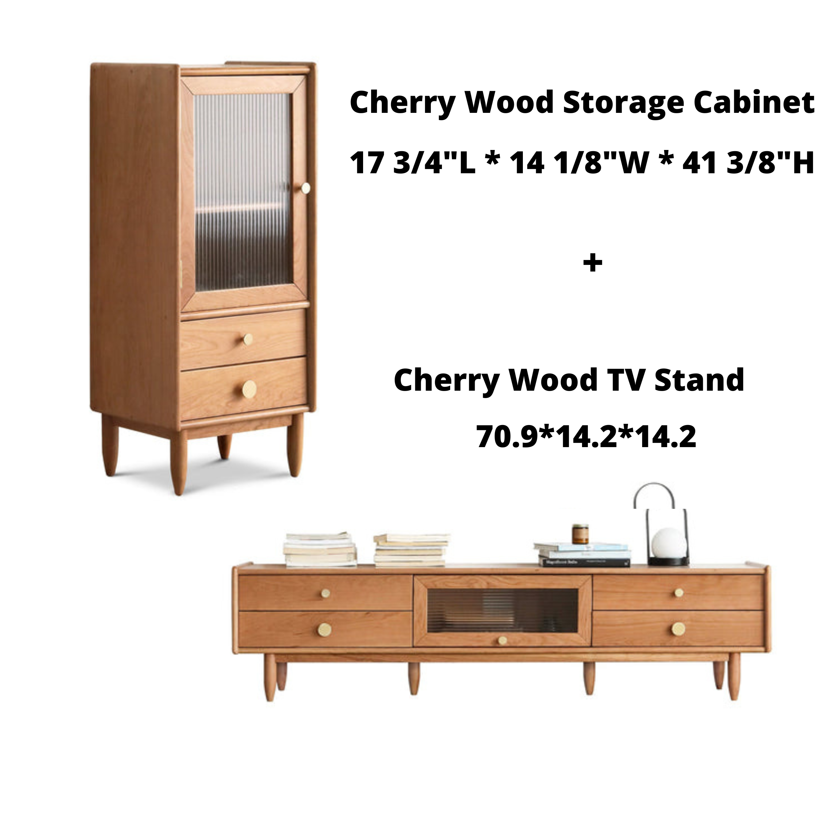 Cherry, Birch Solid Wood Japanese Retro Side Cabinet.