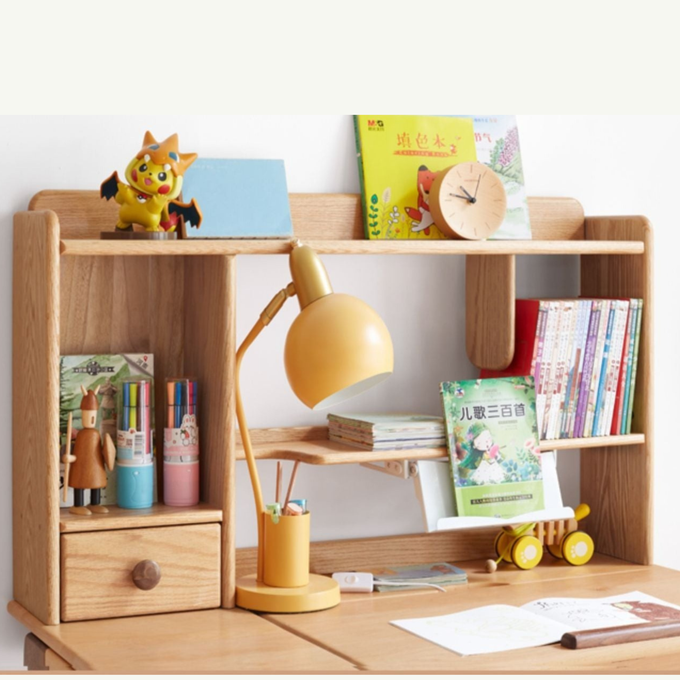 Oak, Beech Solid Wood Shelf Bookshelf