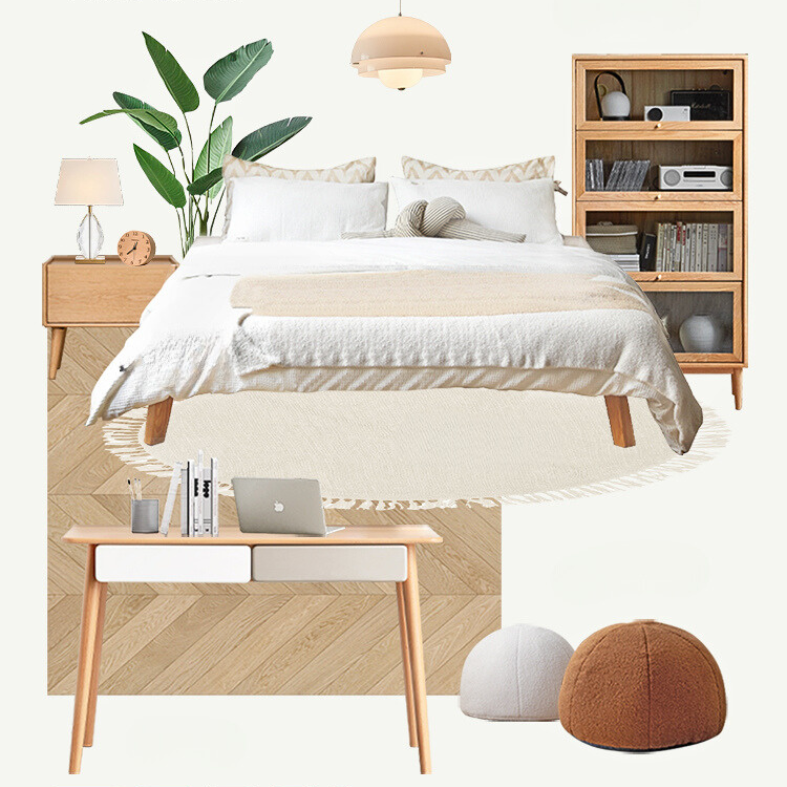 Beech Solid Wood Office Desk With Drawer