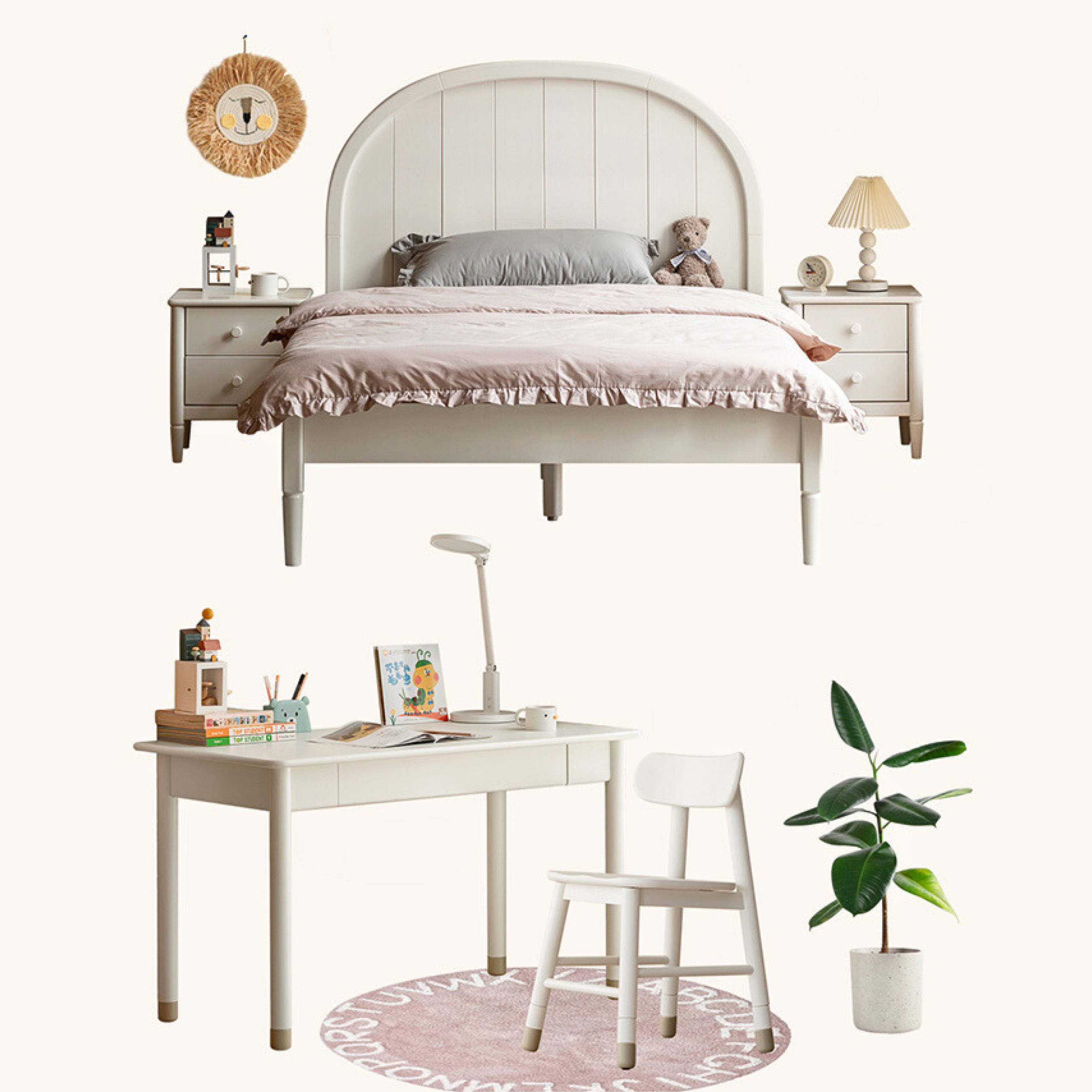 Poplar Solid Wood American White Kids Nightstand