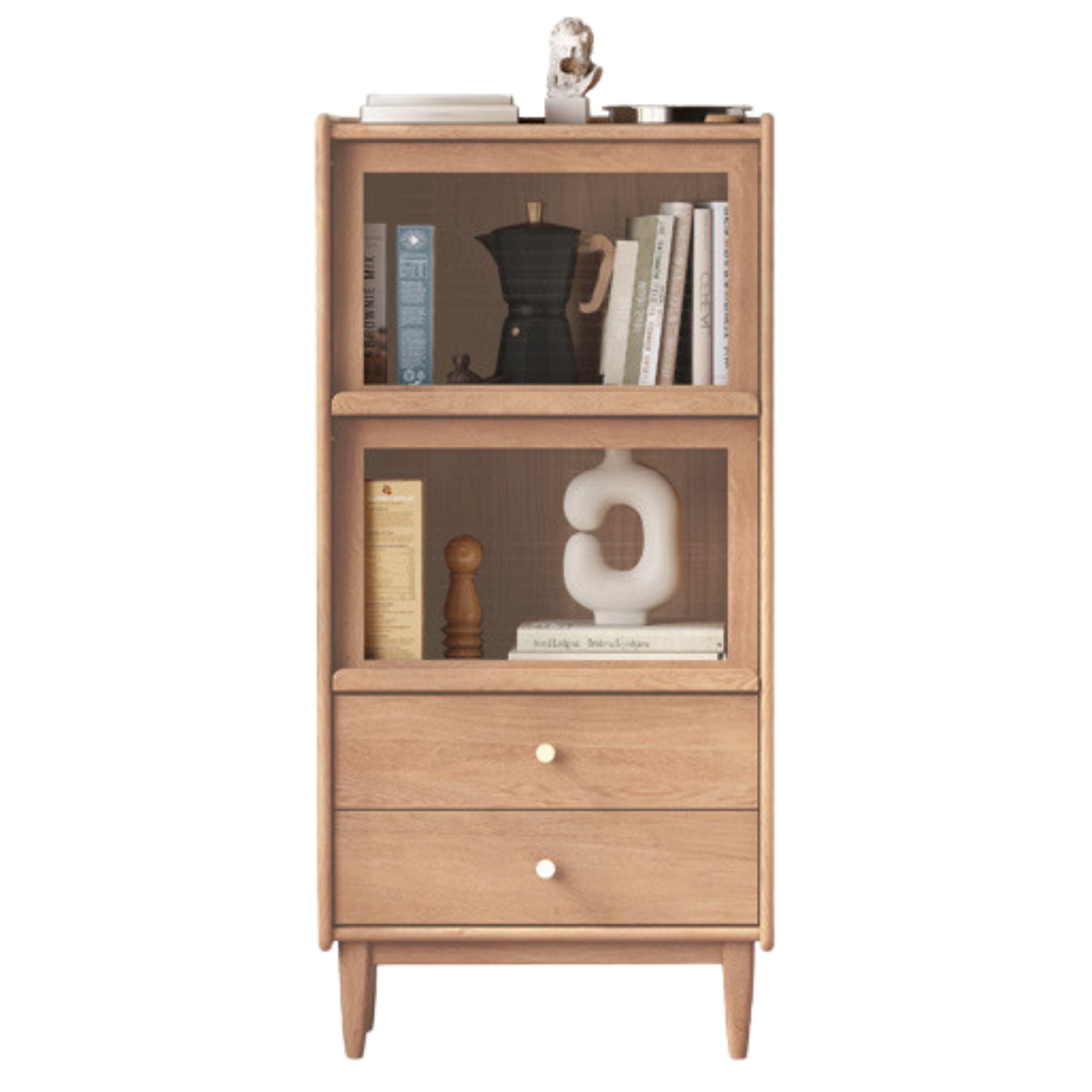 Oak, Ash Solid Wood Flip Door Side Cabinet LED Light