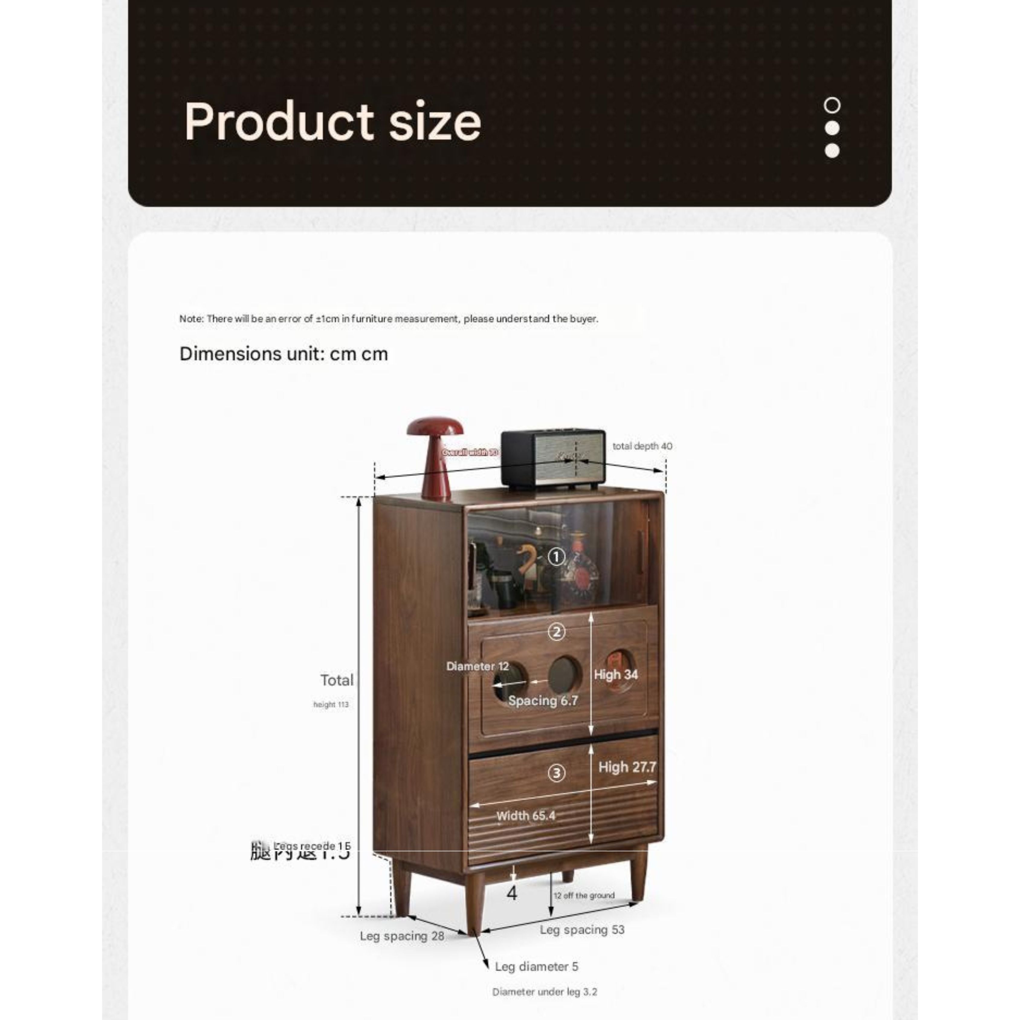 Black Walnut, Golden Sandalwood Solid Wood Antique Locker Retro Side Cabinet.