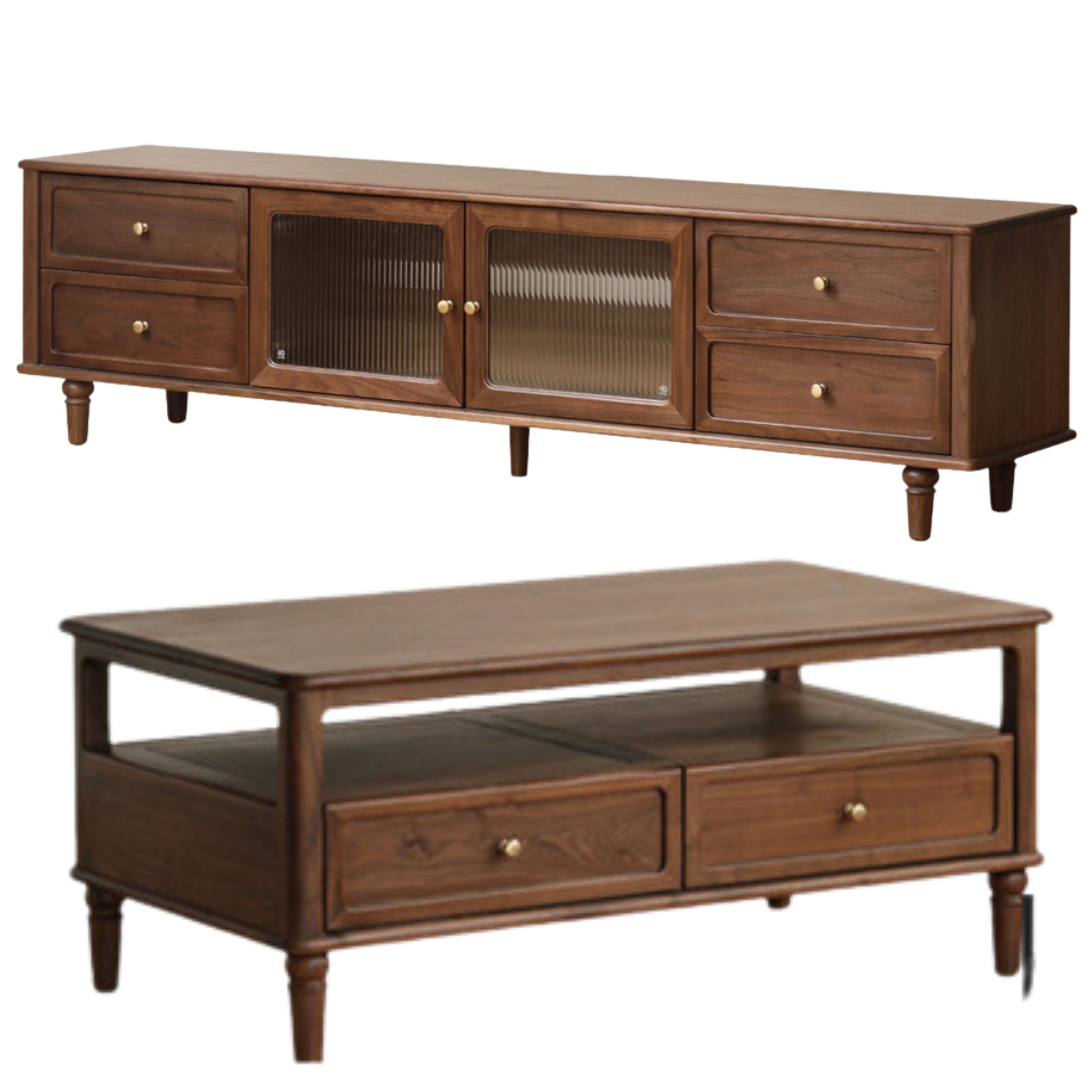 Black Walnut Solid Wood American Retro Locker TV Cabinet.