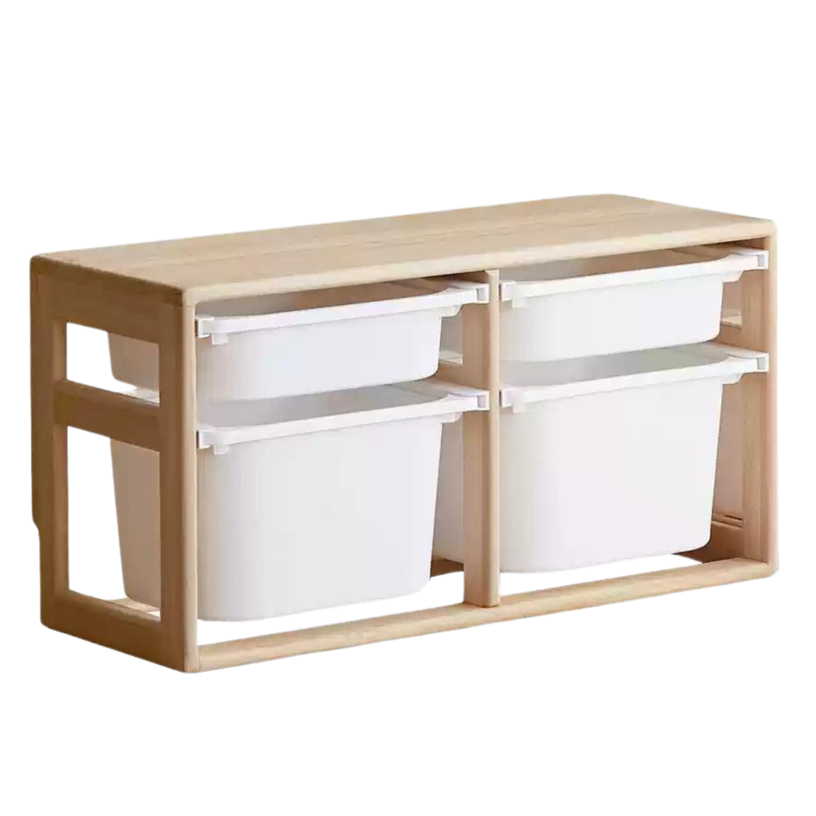 Poplar Solid Wood Children's Storage Rack Montessori Toy Storage