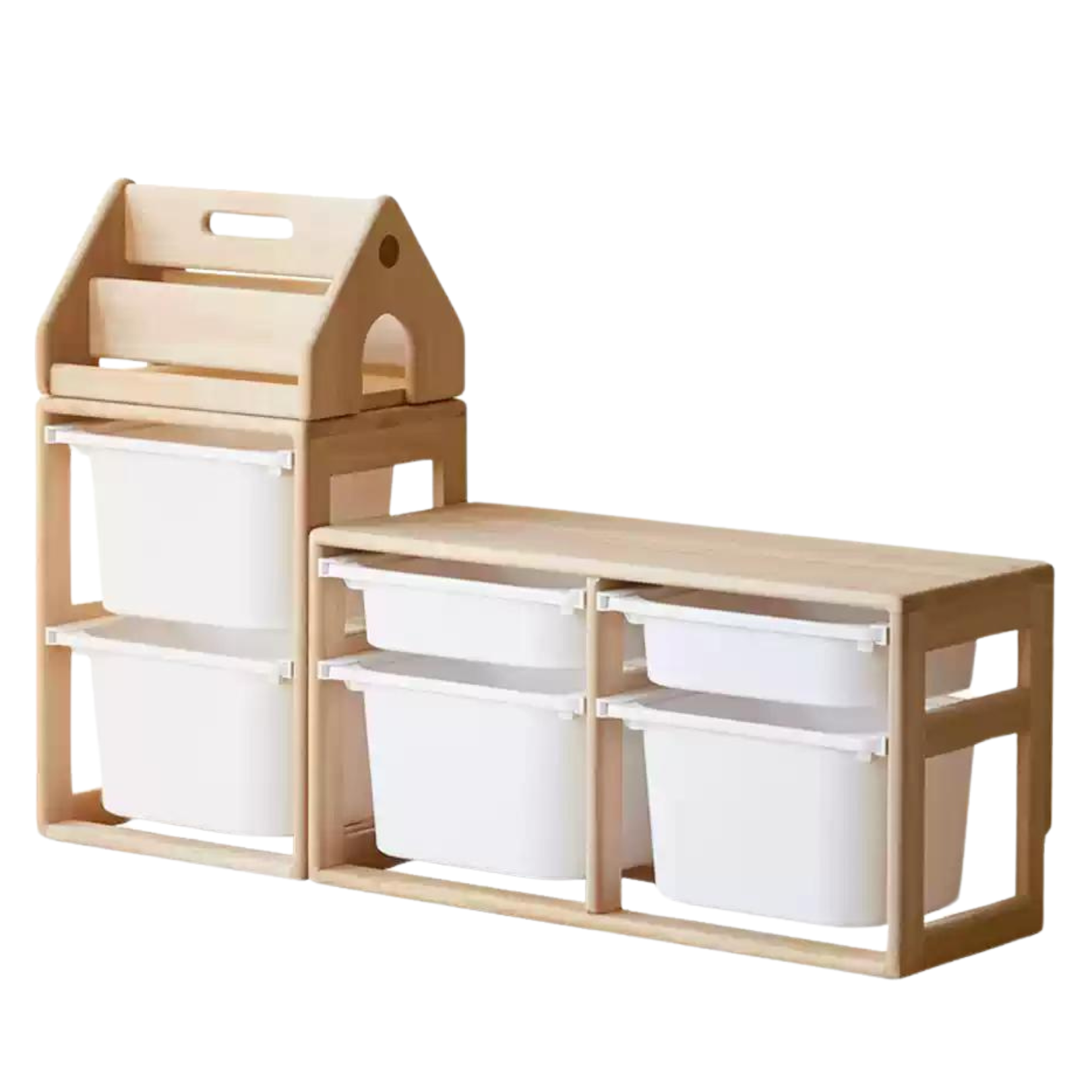 Poplar Solid Wood Children's Storage Rack Montessori Toy Storage