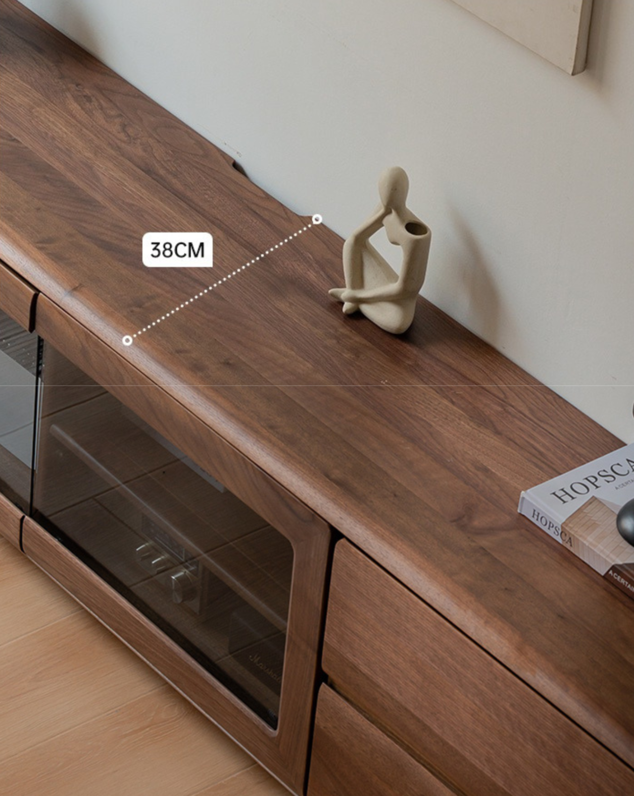 Black Walnut, Sandalwood, Ash Solid Wood Floor TV Cabinet.