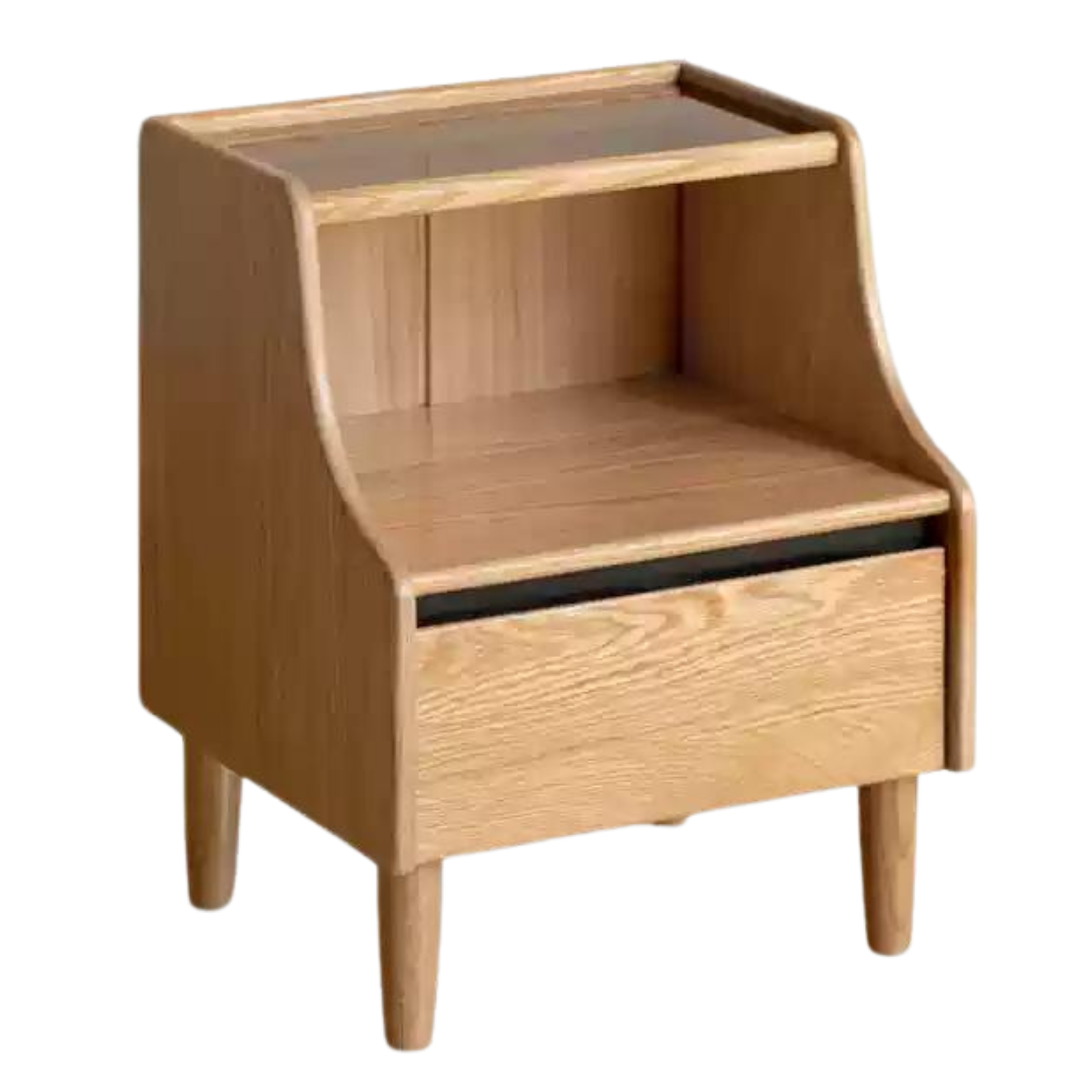 Oak Solid Wood, Solid Rubberwood Glass Nightstand