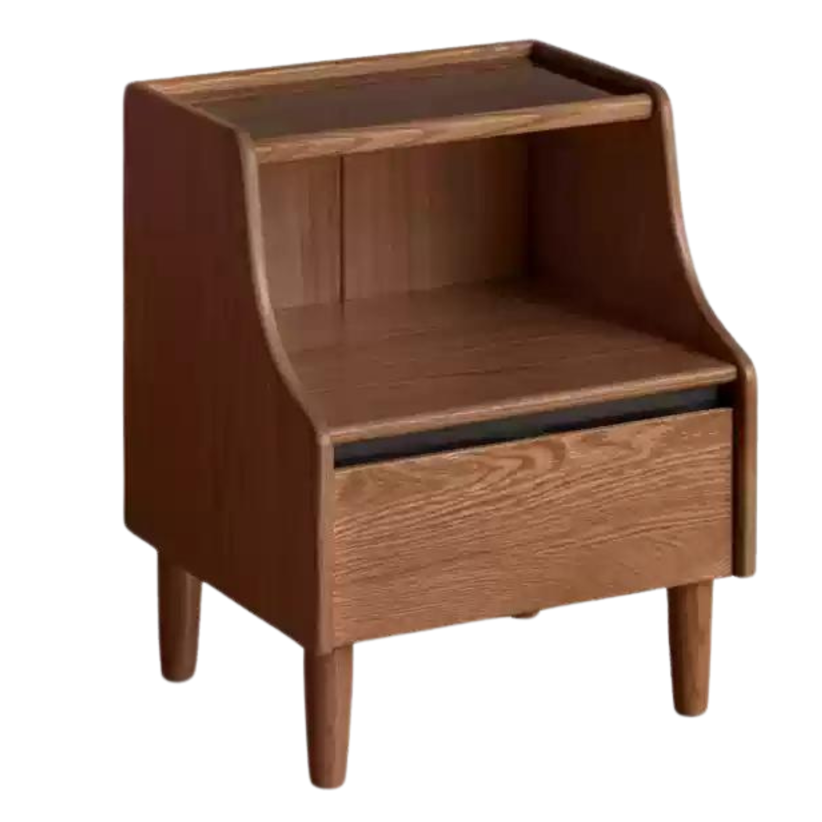 Oak Solid Wood, Solid Rubberwood Glass Nightstand