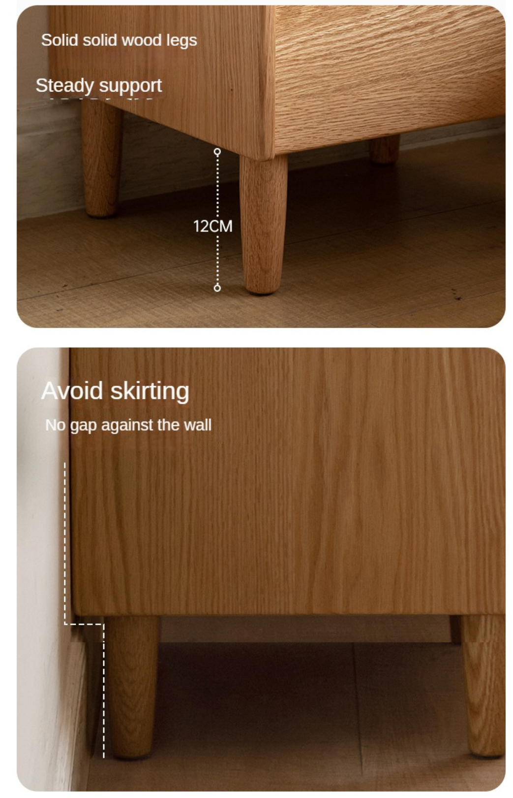 Oak Solid Wood, Solid Rubberwood Glass Nightstand