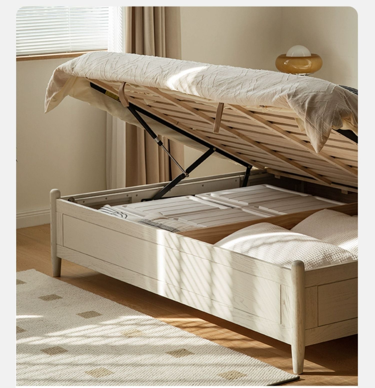 Rubber Wood, Oak Solid Wood French Style Box Bed