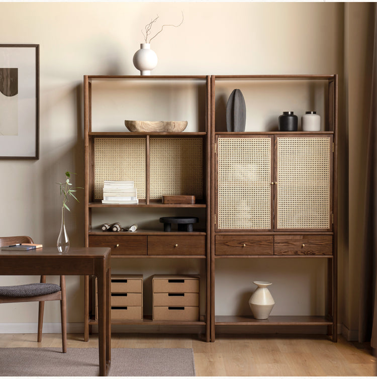 Black Walnut Solid Wood Bookshelf Display Cabinet Simple Bookcase