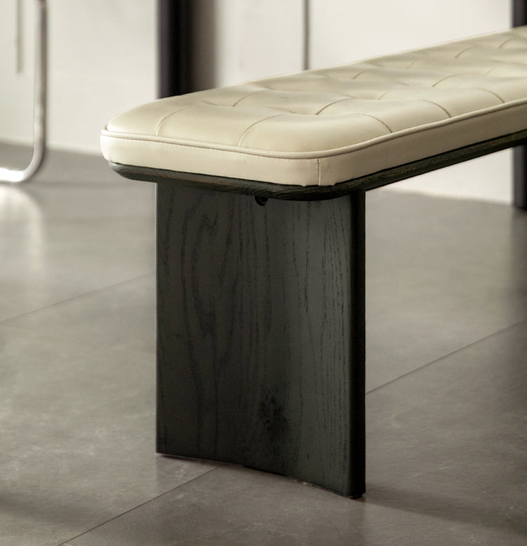 Black Walnut, Ash, Oak Solid Wood Luxury First-Layer Yellow Cowhide Seat Bench