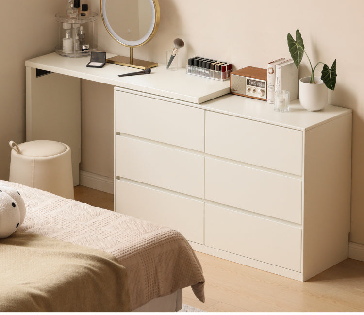 Poplar Solid Wood Cream Style Telescopic Dressing Table.
