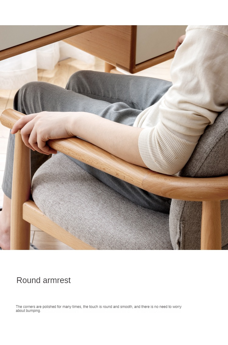 Beech Solid Wood Armchair Nordic)