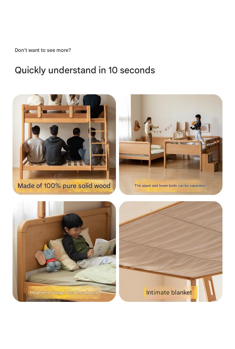 Beech Solid Wood Children's Bunk Bed.