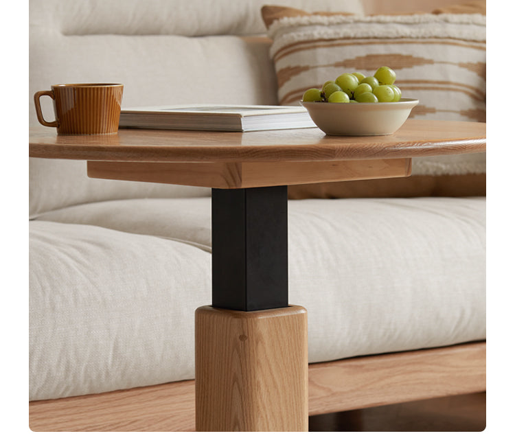 Oak Solid Wood Liftable Round Coffee Table