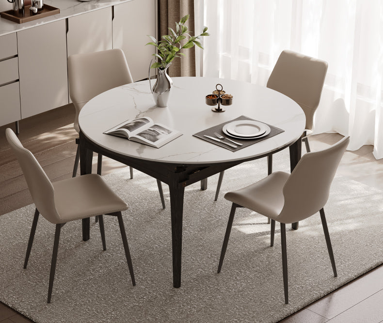 Oak Solid Wood Light Luxury Rock Slab Folding Dining Table