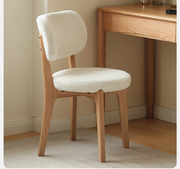 Oak Solid Wood Modern Velvet Soft Makeup Stool