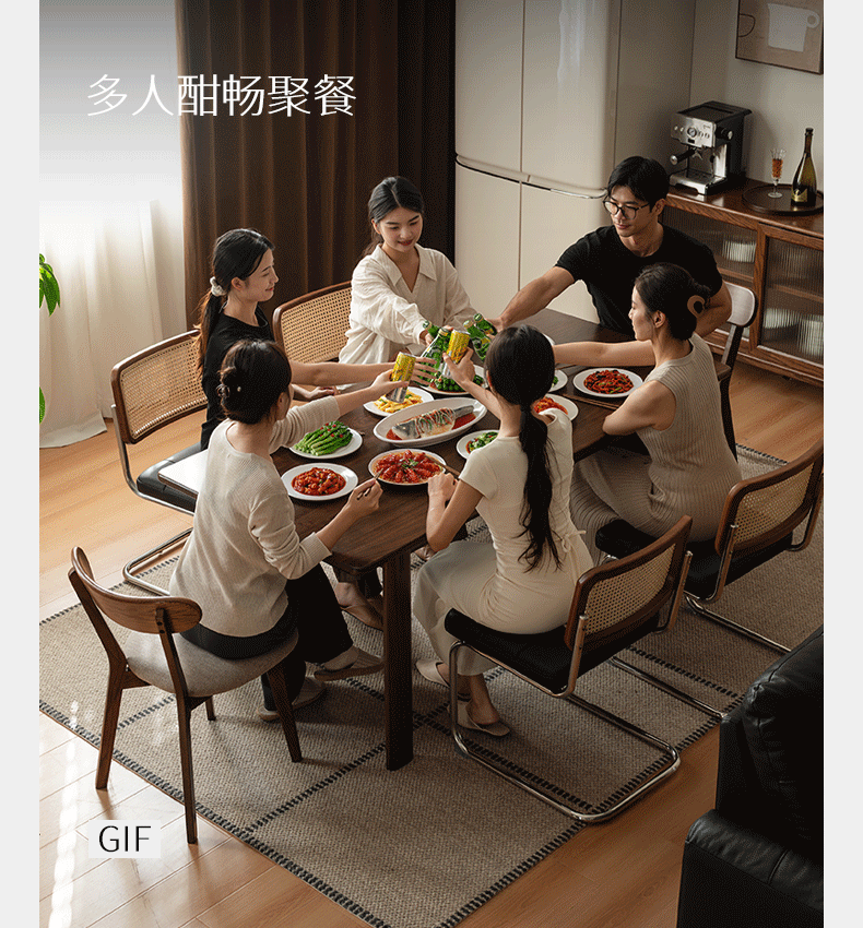 Black Walnut, Oak Solid Wood Large Board Dining Table