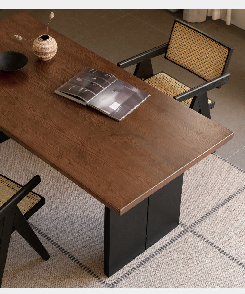 Ash, Black Walnut Solid Wood Dining Table with Wide Board and Natural Edges