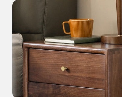 Black Walnut Solid Wood Nightstand.