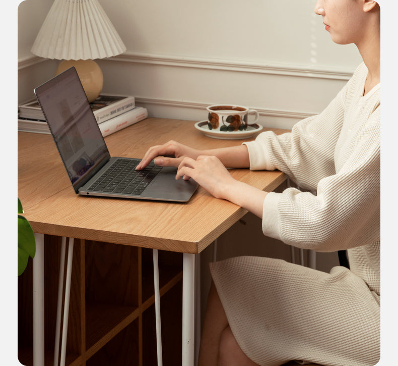Oak, Beech Solid Wood Shelves Office Desk