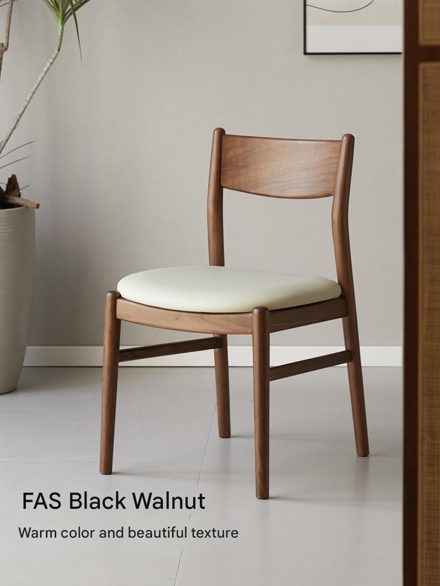 4 pcs Black Walnut, Ash, Oak, Beech, Sandalwood Solid Wood Dining Chair Retro