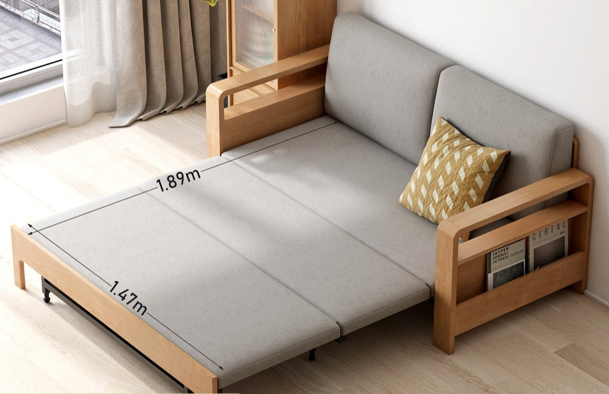 Oak Solid Wood Multi-function Sleeper Sofa.
