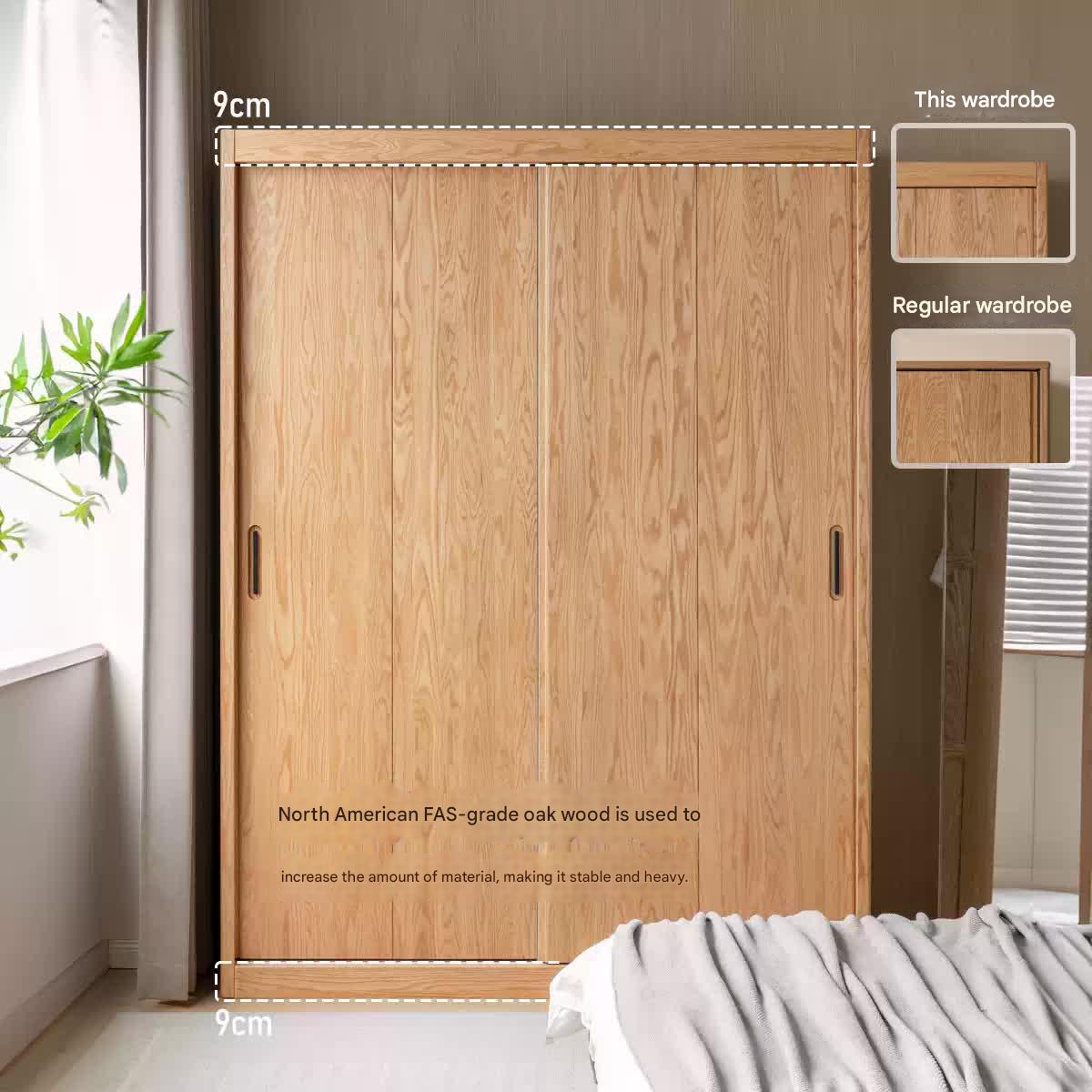 Oak Solid Wood Modern Wardrobe.
