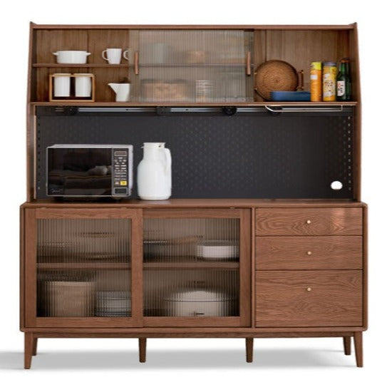 Solid Rubberwood, Oak Solid Wood Sideboard, Buffet Cabinet
