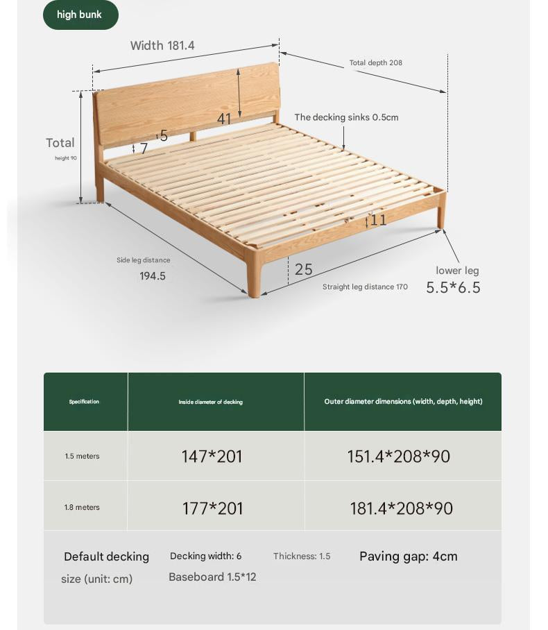 Oak Solid Wood Bed