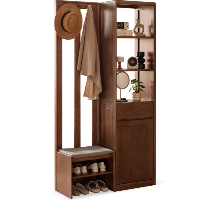 Oak Solid Wood Porch Cabinet Shoe Cabinet Integrated