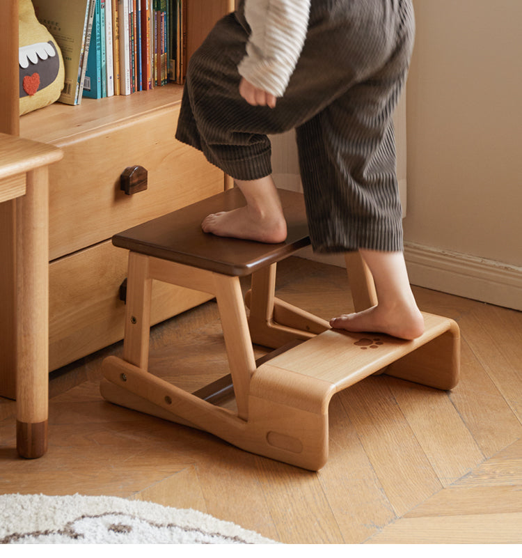 Beech Solid Wood Children's Multi-function Step Ladder Chair.